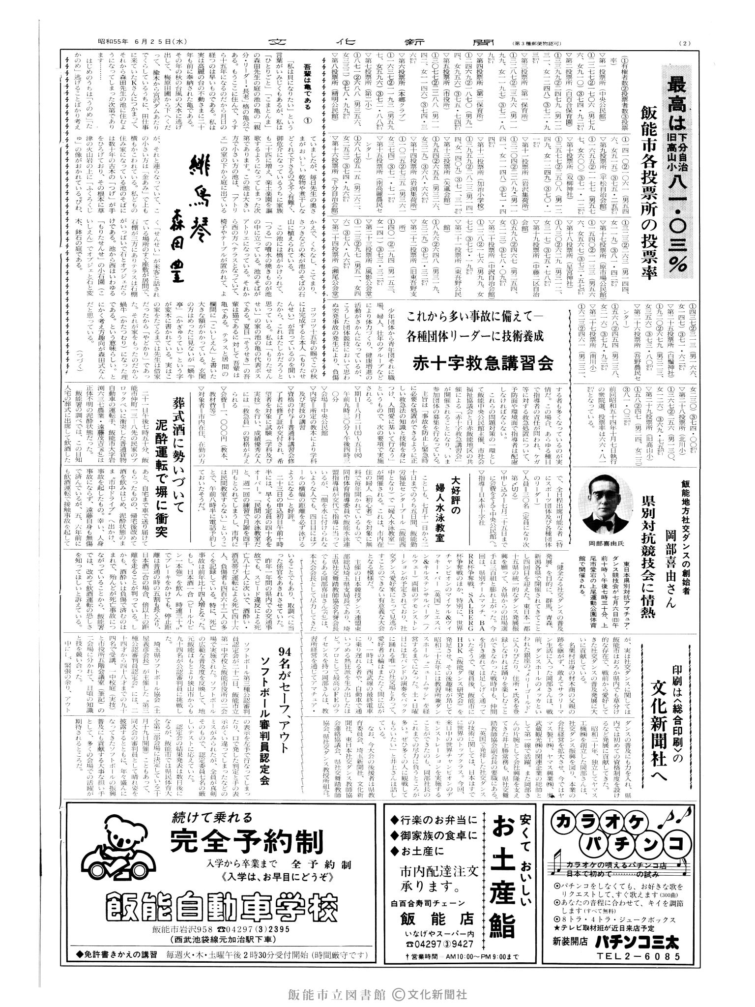 昭和55年6月25日2面 (第9567号) 