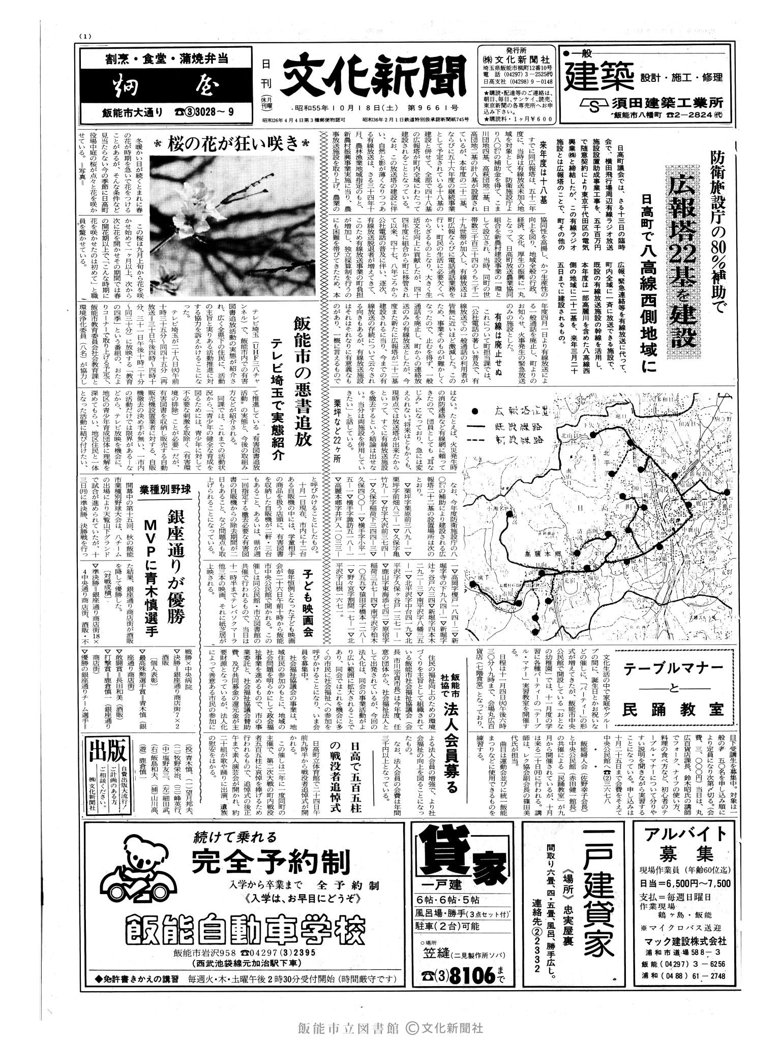 昭和55年10月18日1面 (第9661号) 