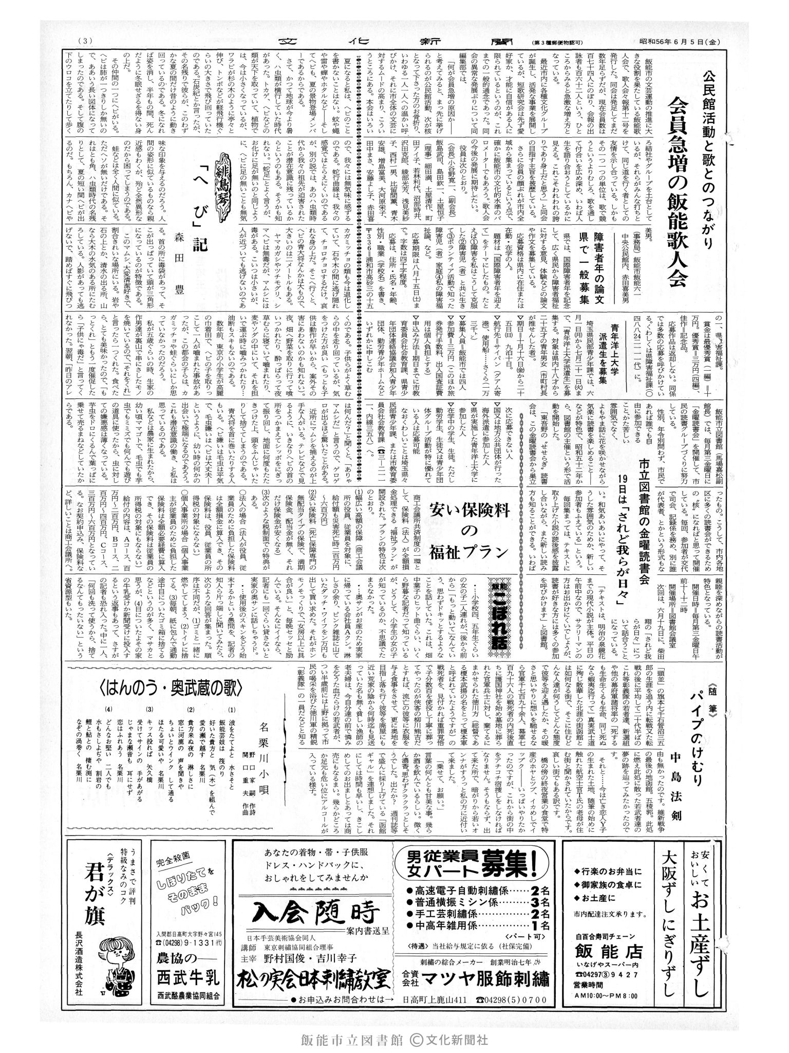 昭和56年6月5日3面 (第9844号) 