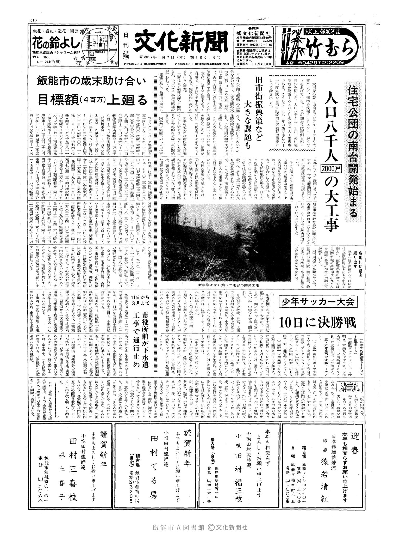 昭和57年1月7日1面 (第10016号) 