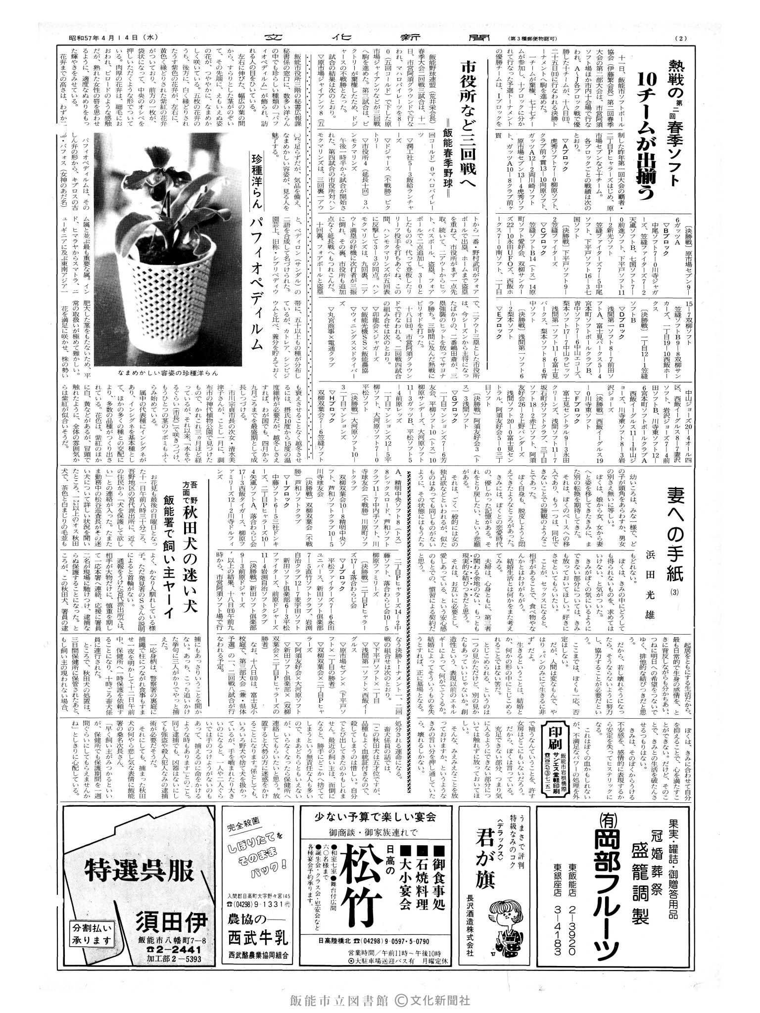 昭和57年4月14日2面 (第10096号) 