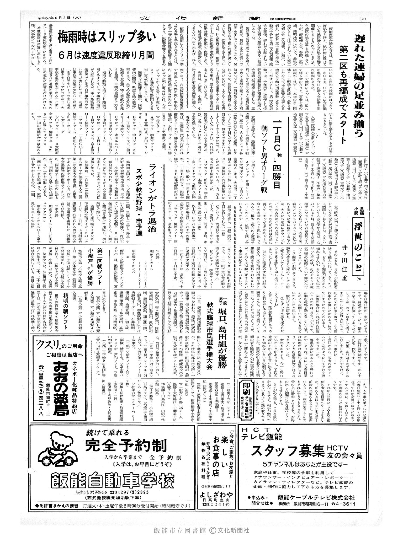 昭和57年6月2日2面 (第10135号) 号数誤植(1035→10135)