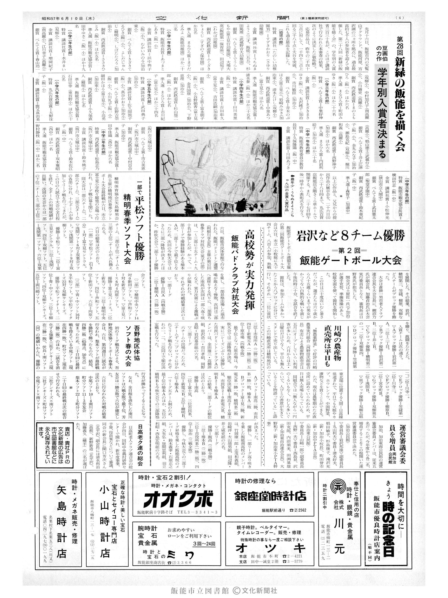 昭和57年6月10日4面 (第10142号) 号数誤植(1042→10142)