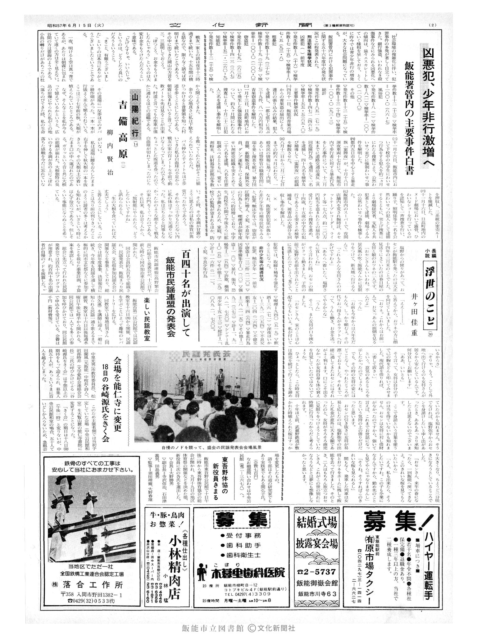 昭和57年6月15日2面 (第10146号) 号数誤植(1046→10146)