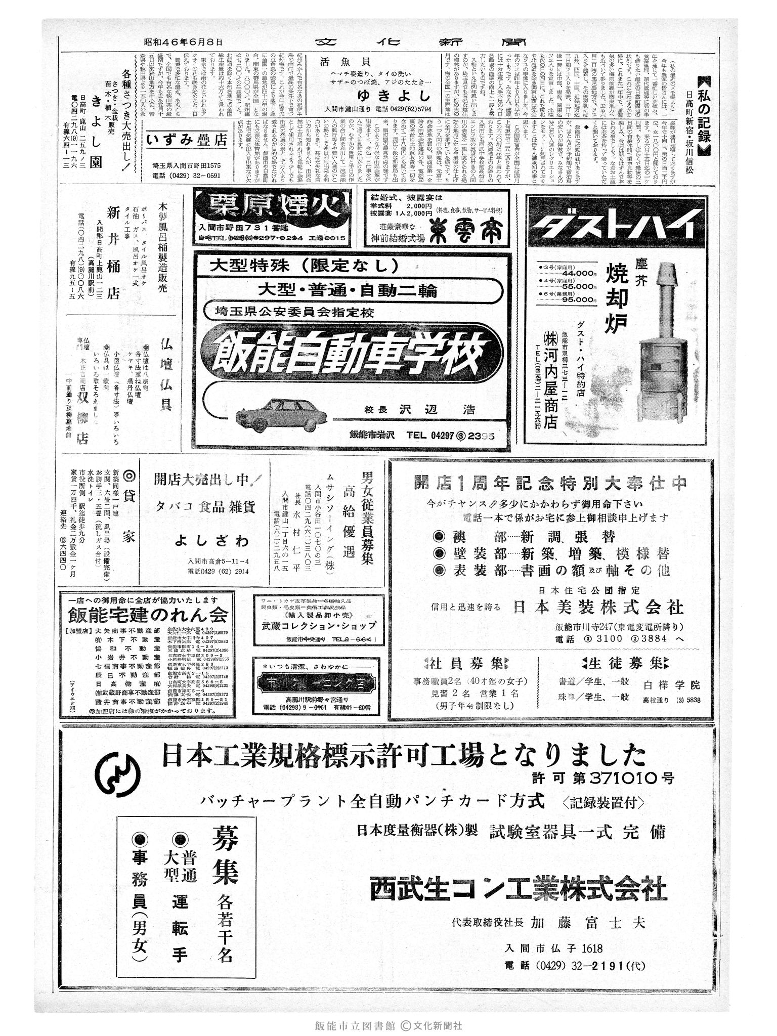 昭和46年6月8日2面 (第6963号) 