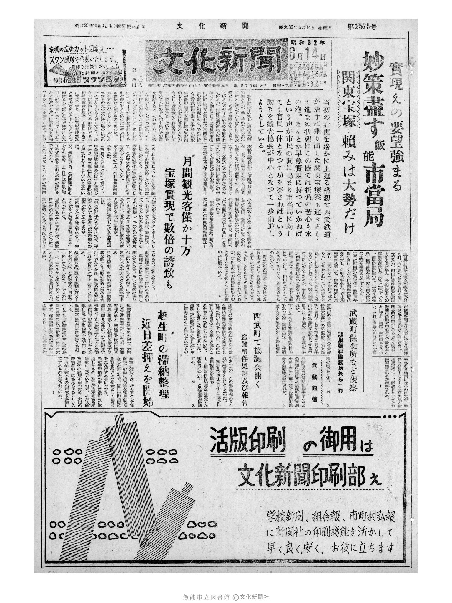 昭和32年6月14日1面 (第2575号) 