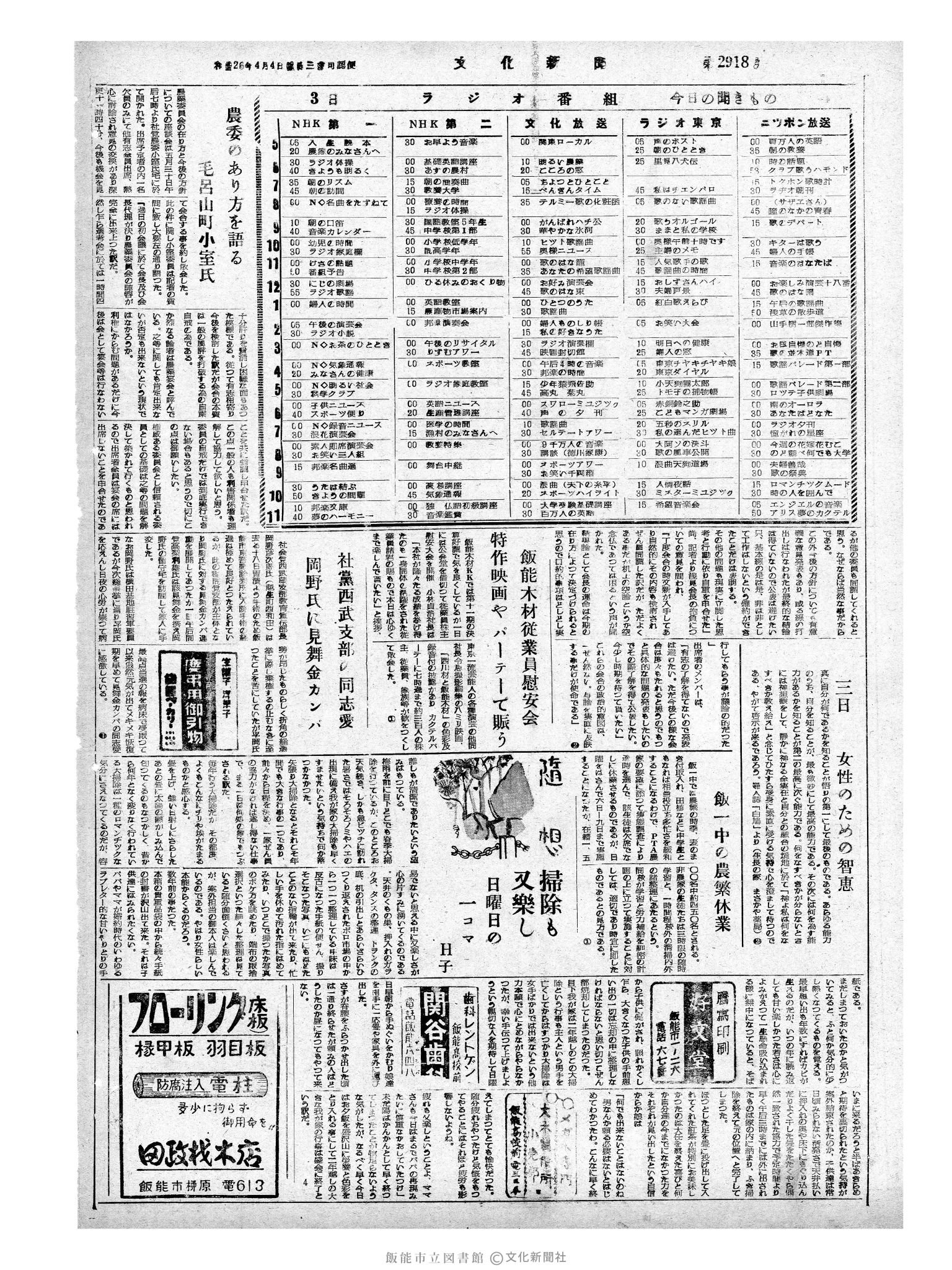 昭和33年6月3日4面 (第2918号) 