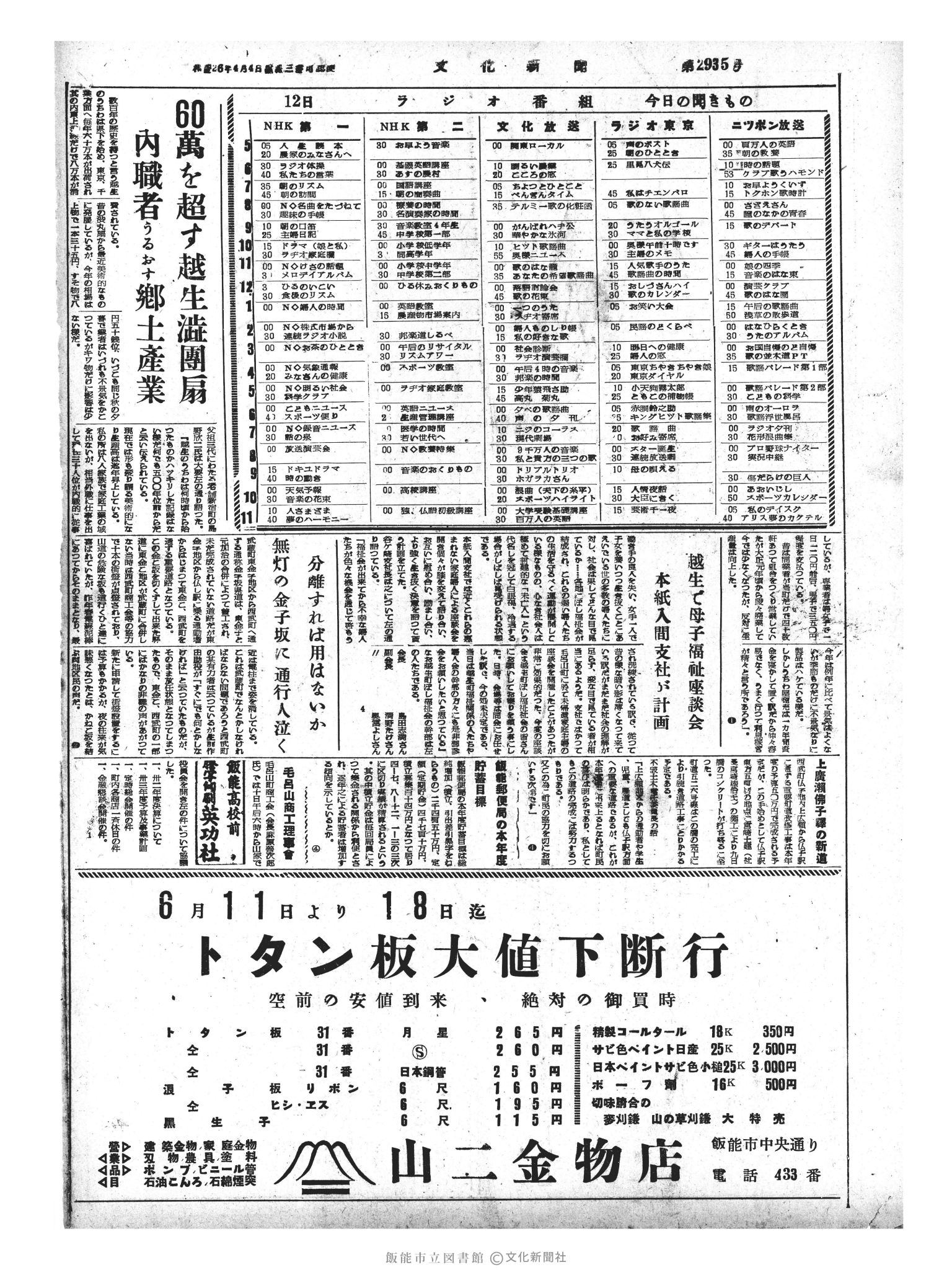 昭和33年6月12日4面 (第2935号) 