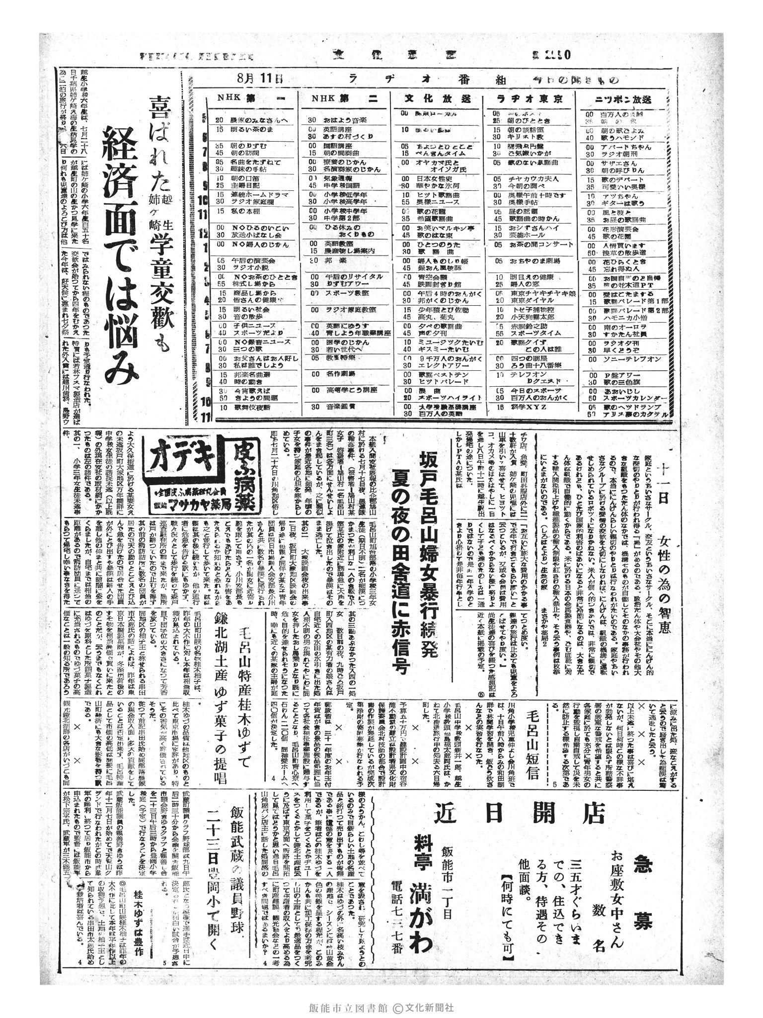 昭和33年8月11日4面 (第2990号) 