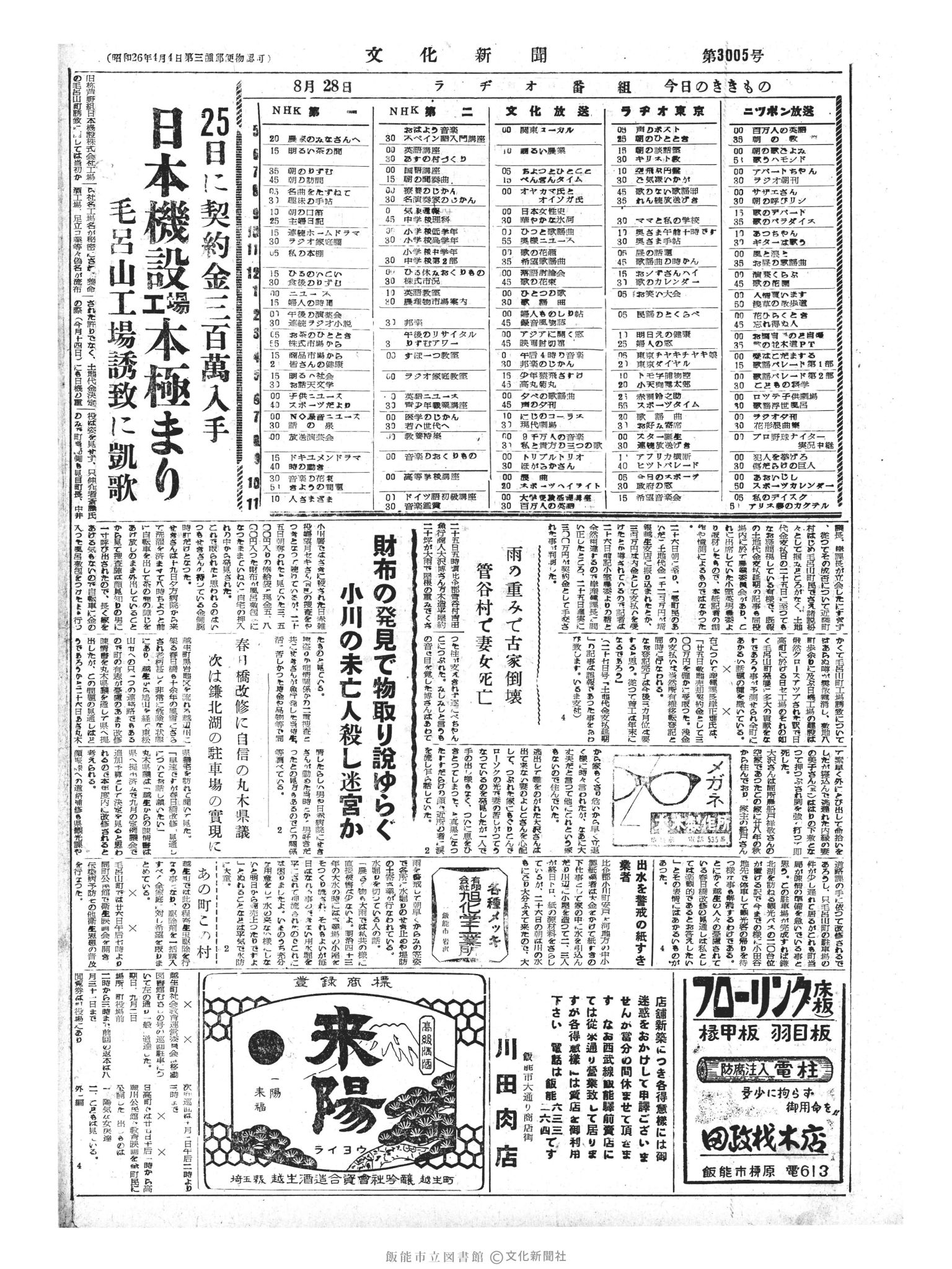 昭和33年8月28日4面 (第3005号) 