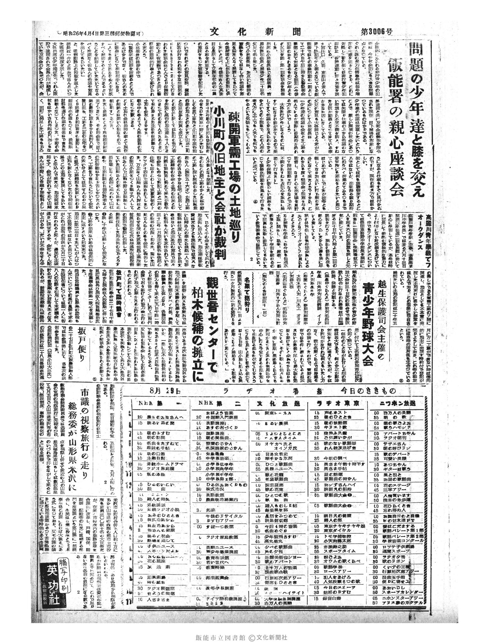 昭和33年8月29日4面 (第3006号) 