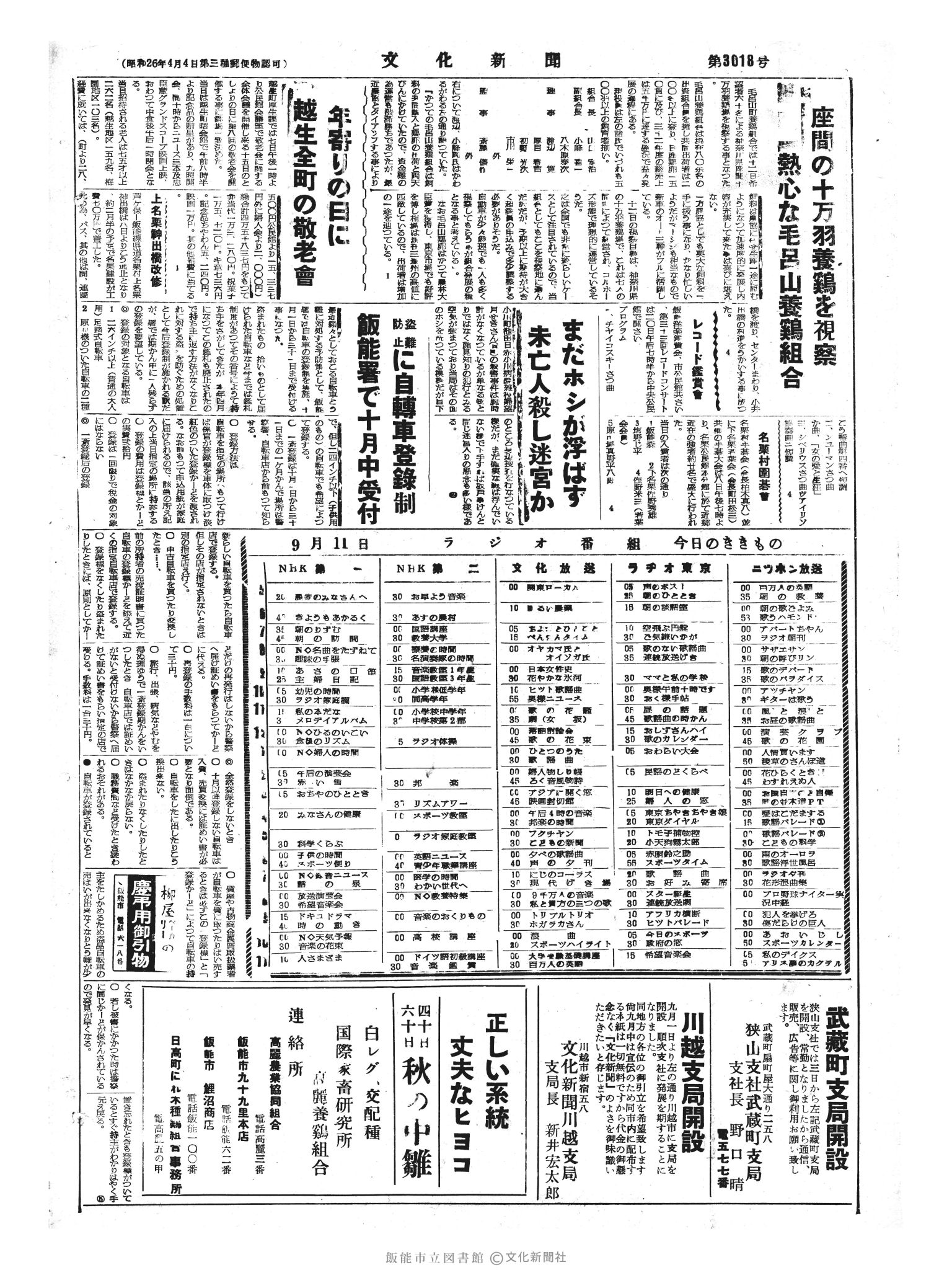 昭和33年9月11日4面 (第3018号) 