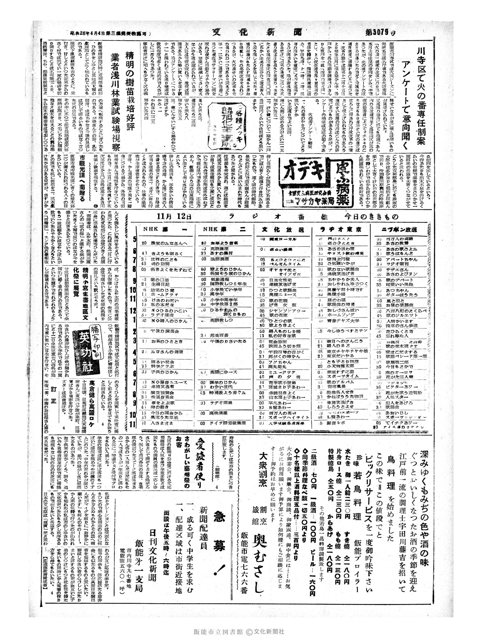 昭和33年11月12日4面 (第3079号) 