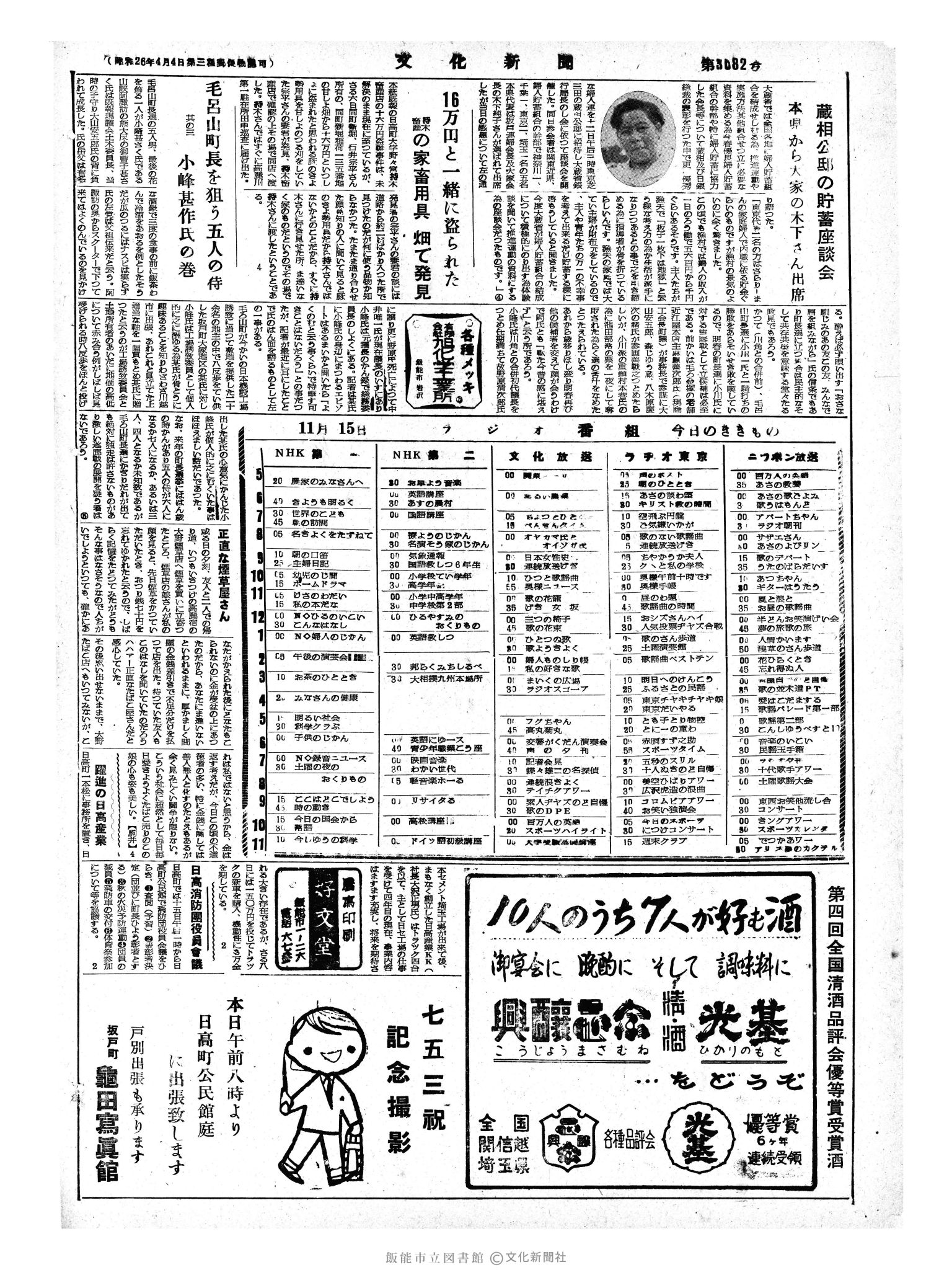 昭和33年11月15日4面 (第3082号) 