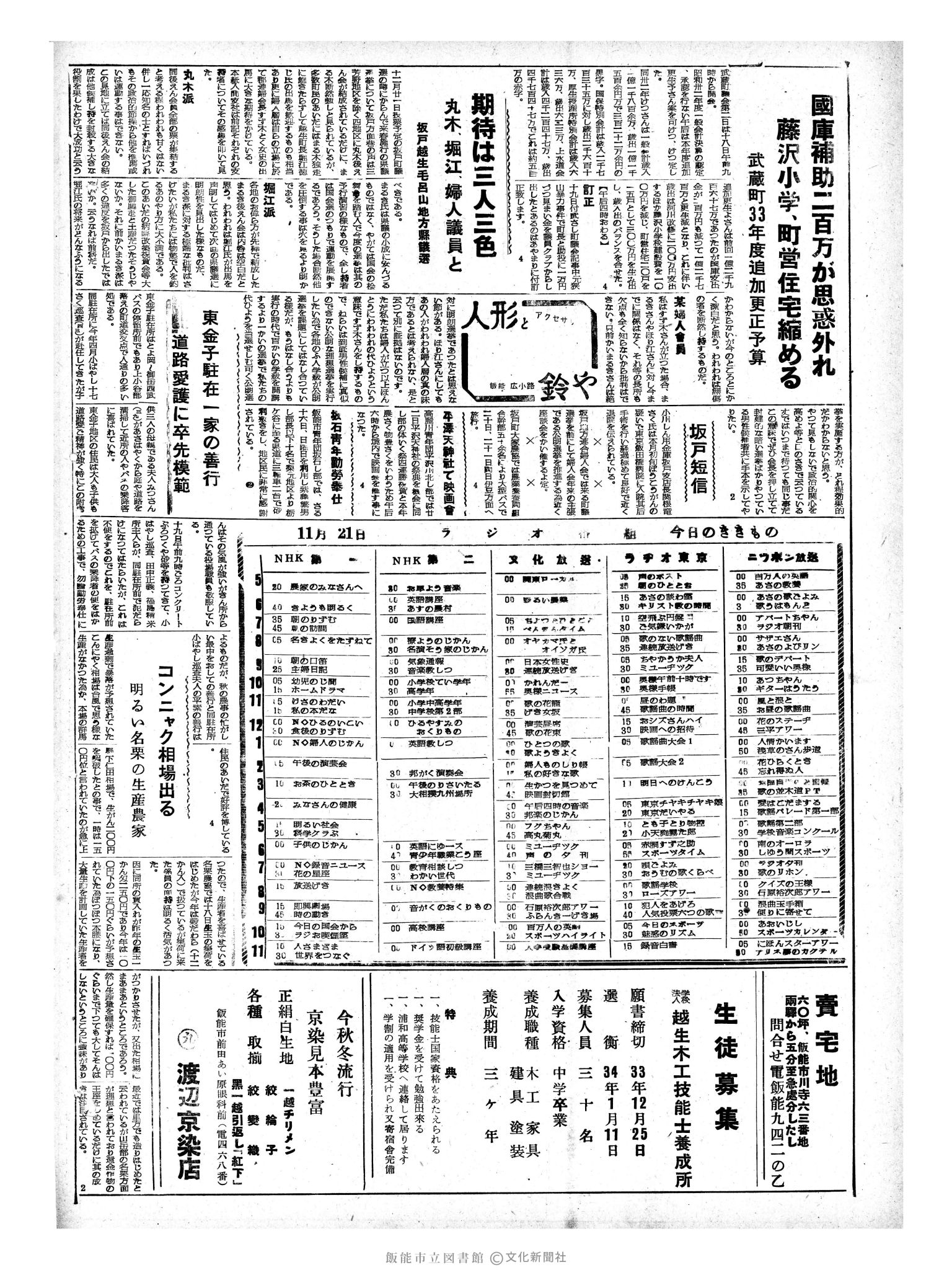 昭和33年11月21日4面 (第3088号) 