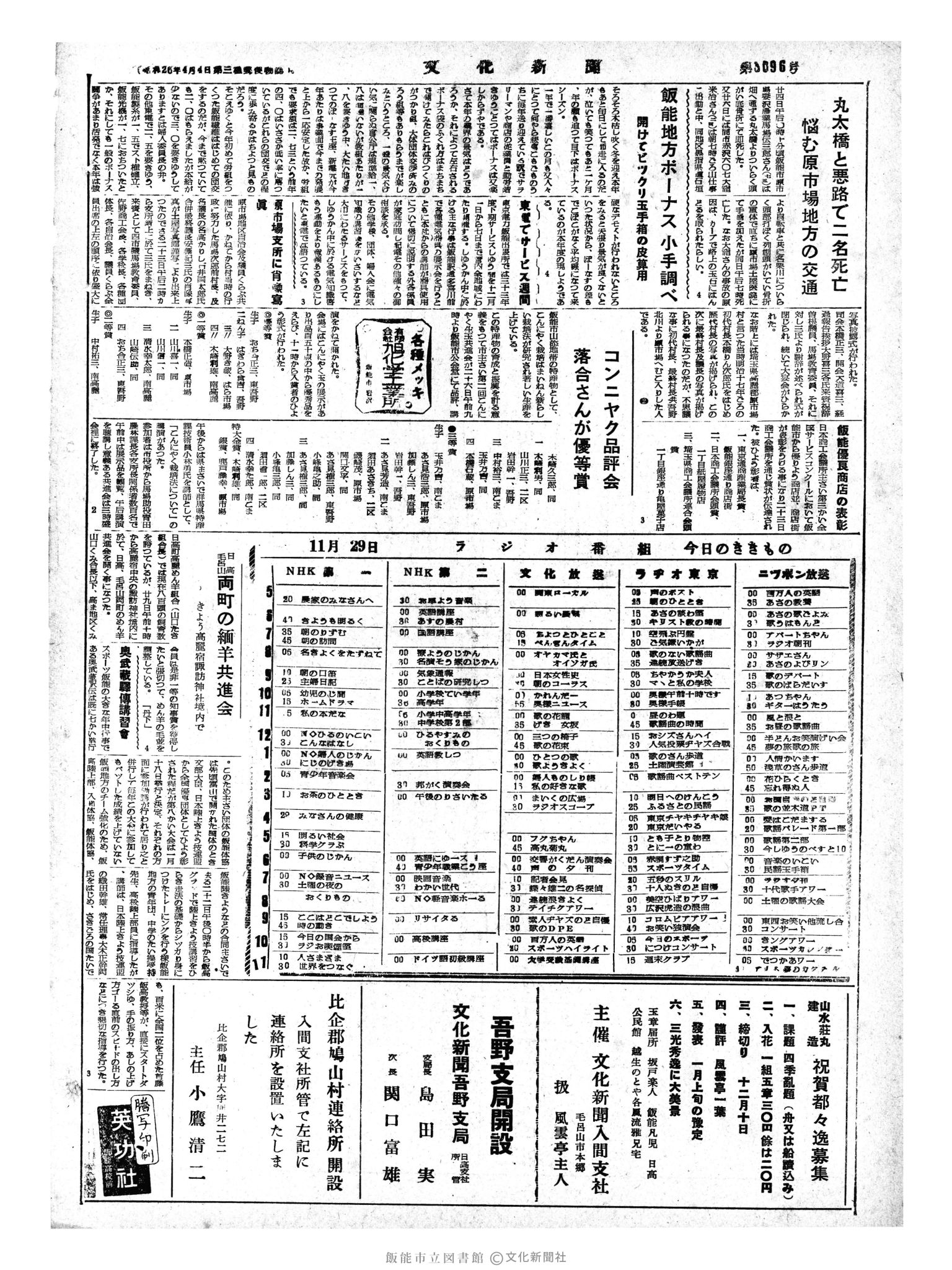 昭和33年11月29日4面 (第3096号) 