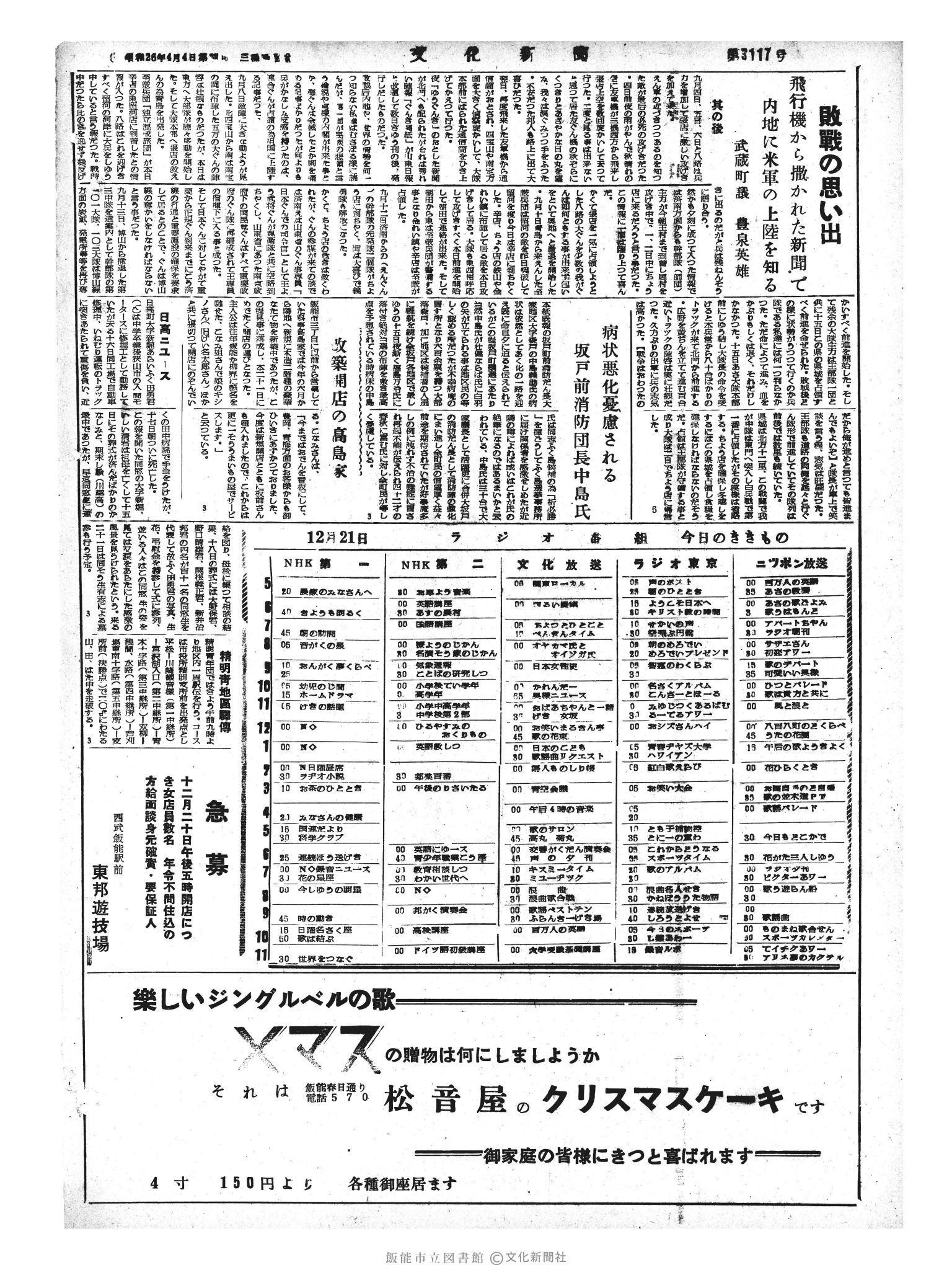 昭和33年12月21日4面 (第3117号) 