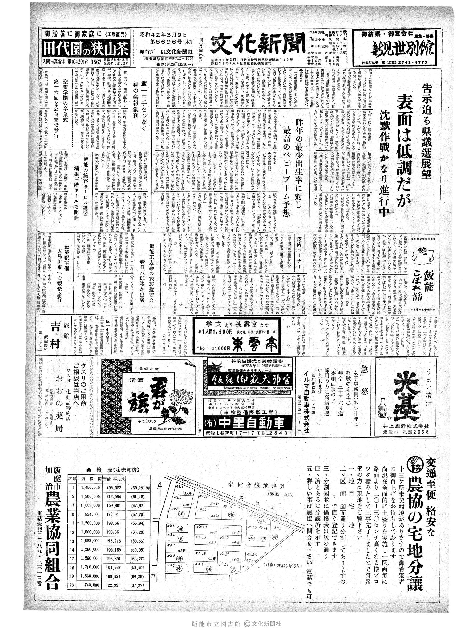 昭和42年3月9日1面 (第5696号) 