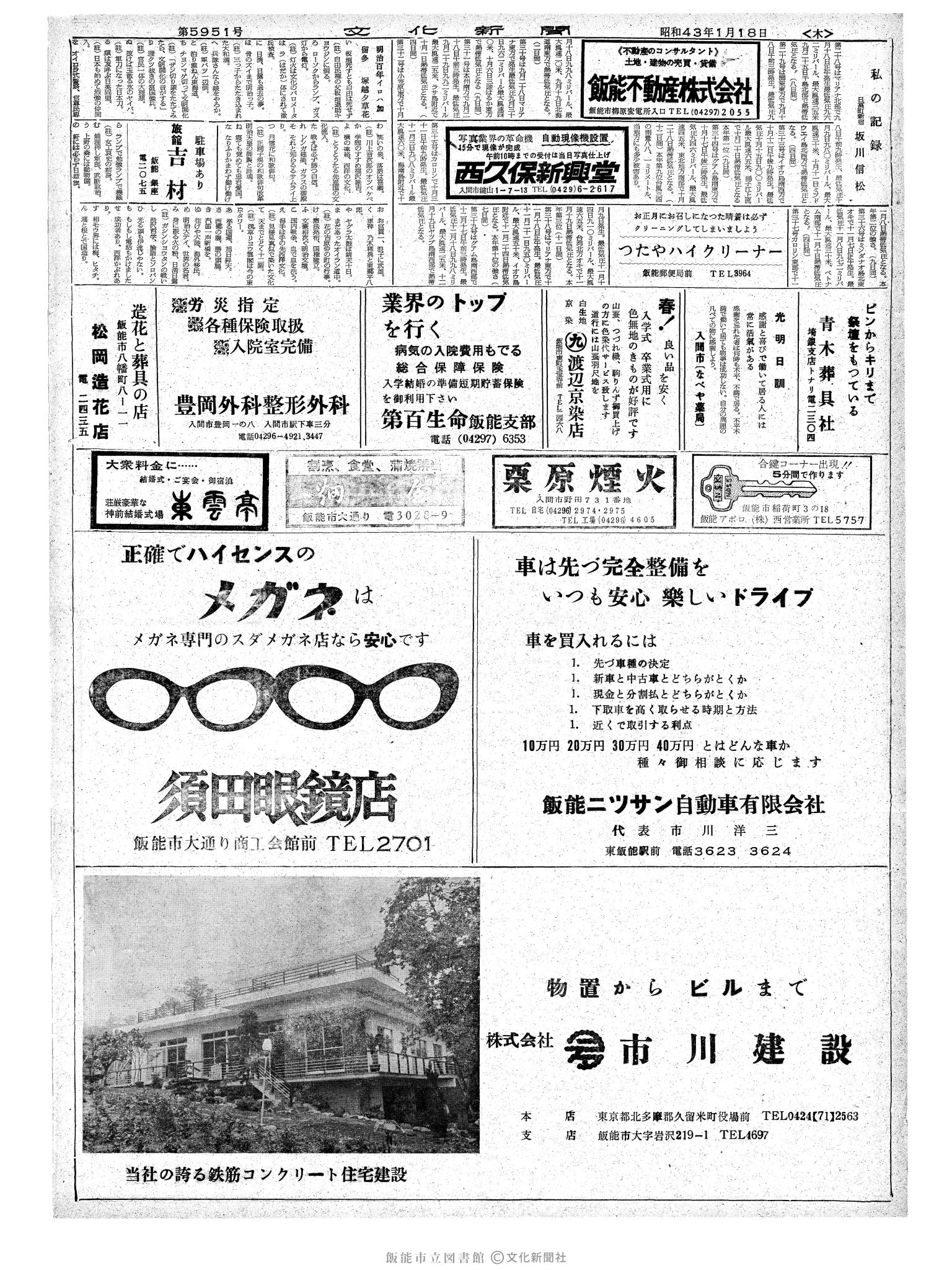 昭和43年1月18日2面 (第5951号) 