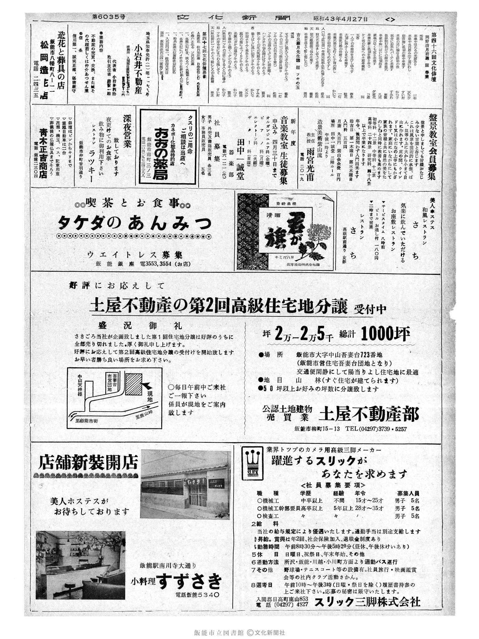 昭和43年4月27日2面 (第6035号) 