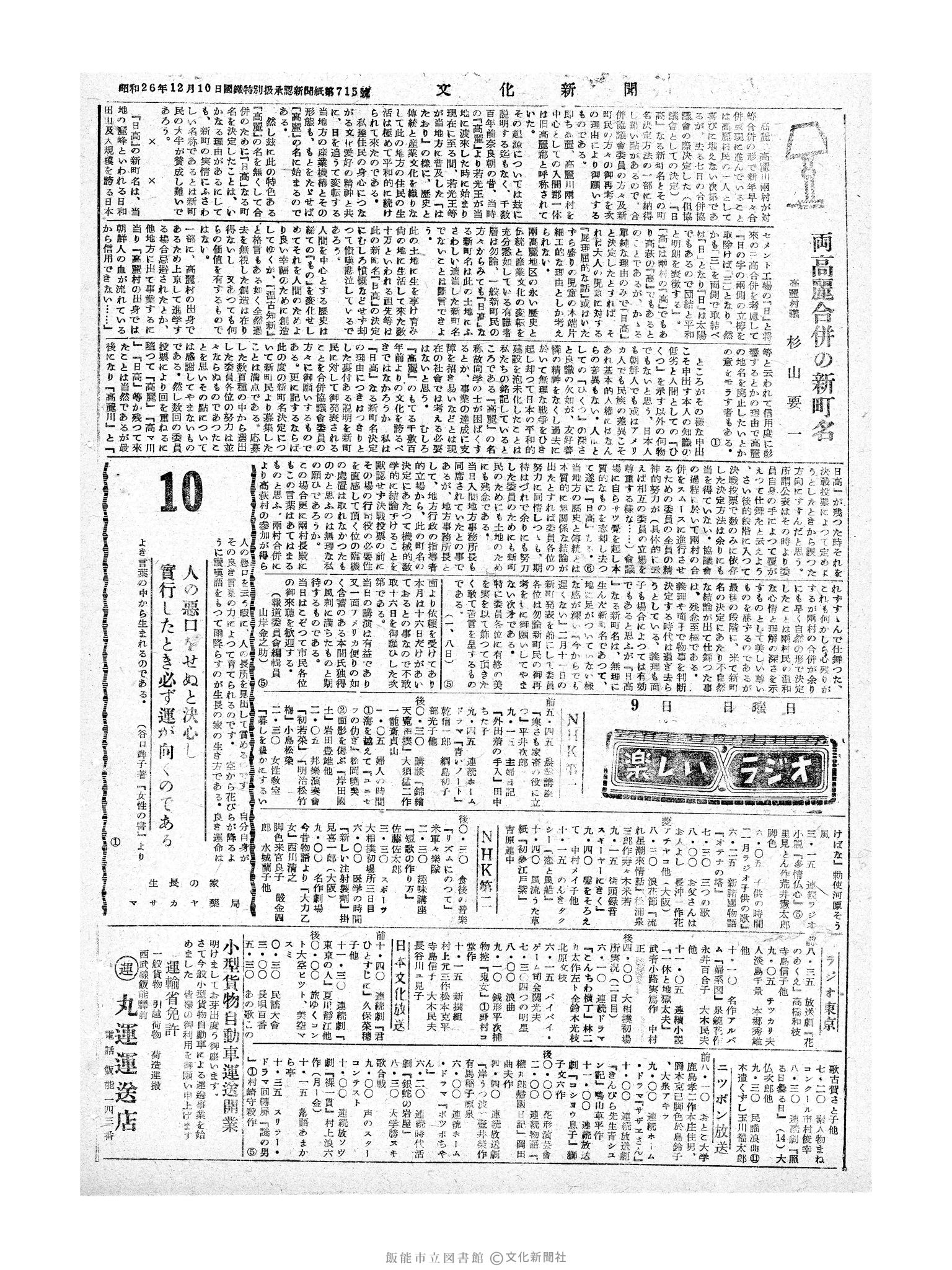 昭和30年1月10日4面 (第1682号) 