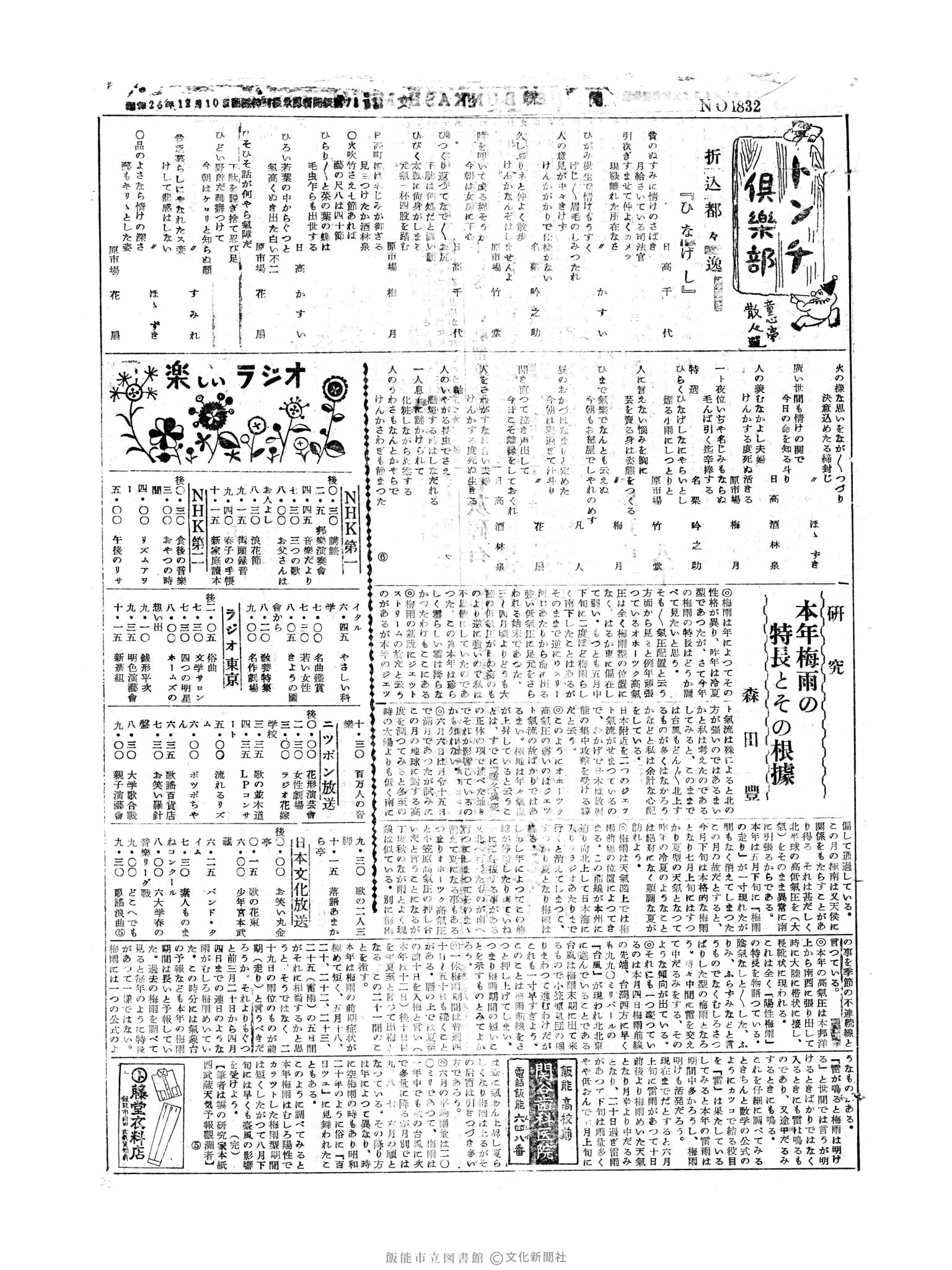 昭和30年6月13日3面 (第1832号) 