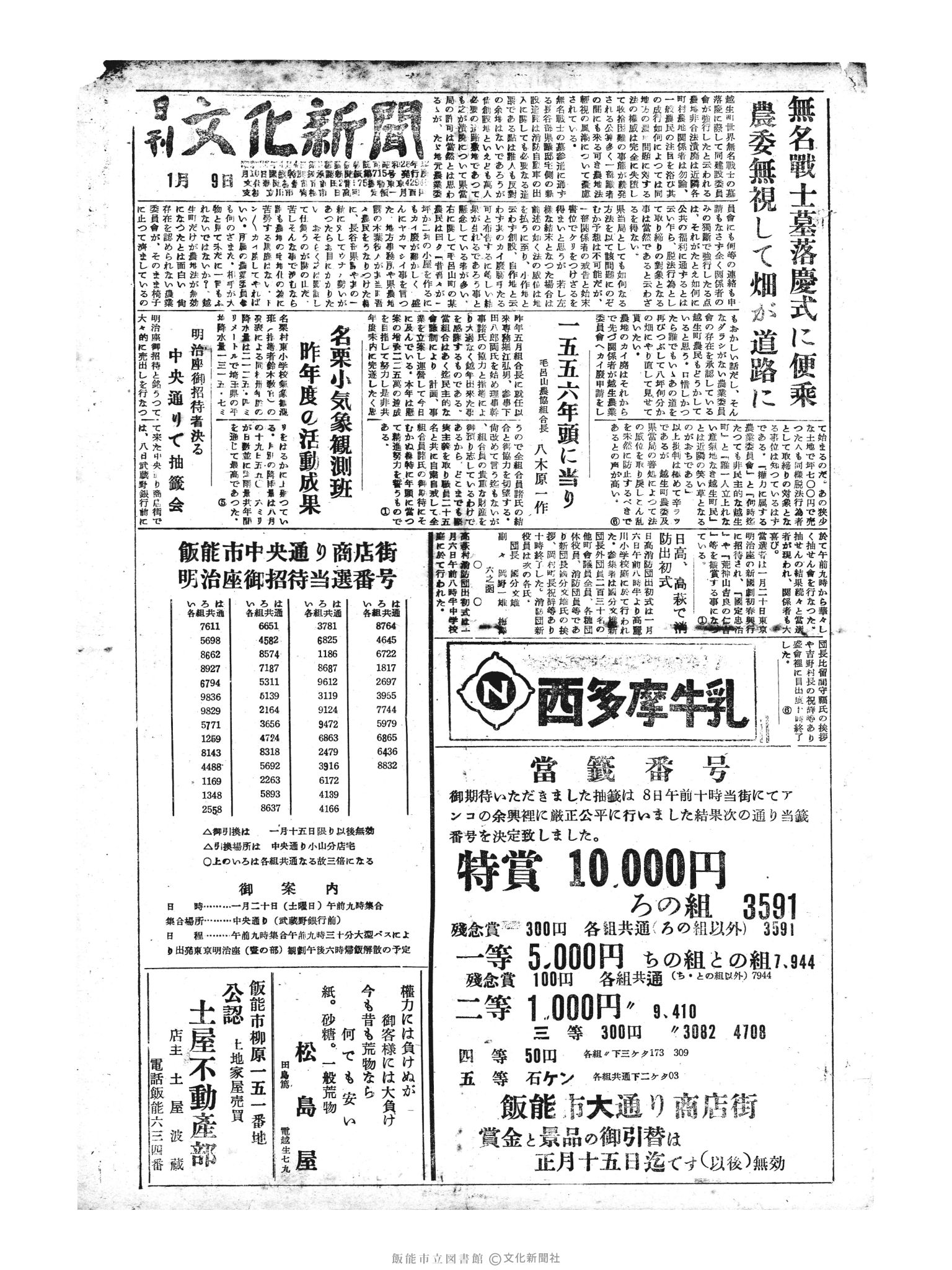 昭和31年1月9日1面 (第2036号) 