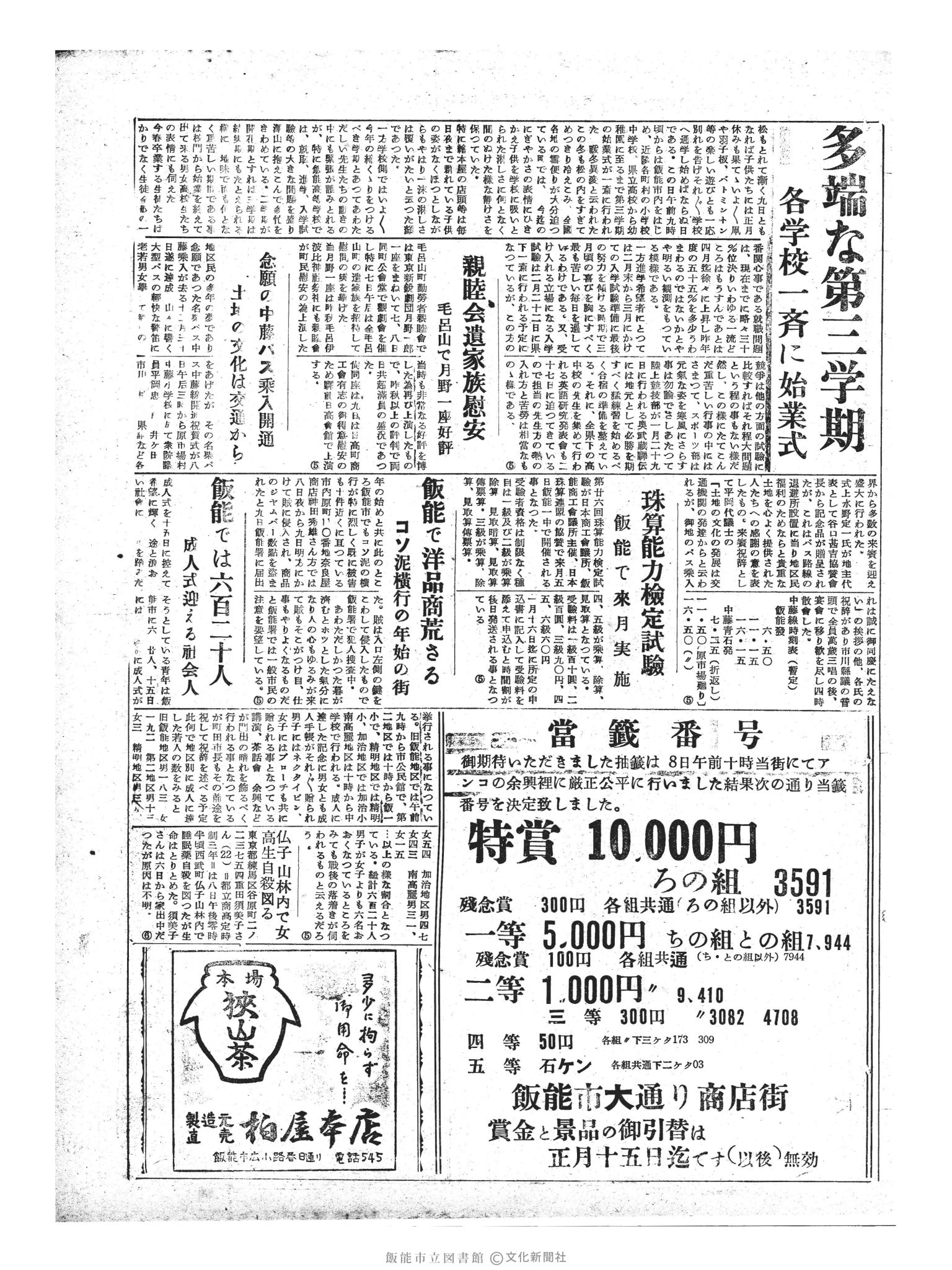 昭和31年1月10日3面 (第2037号) 