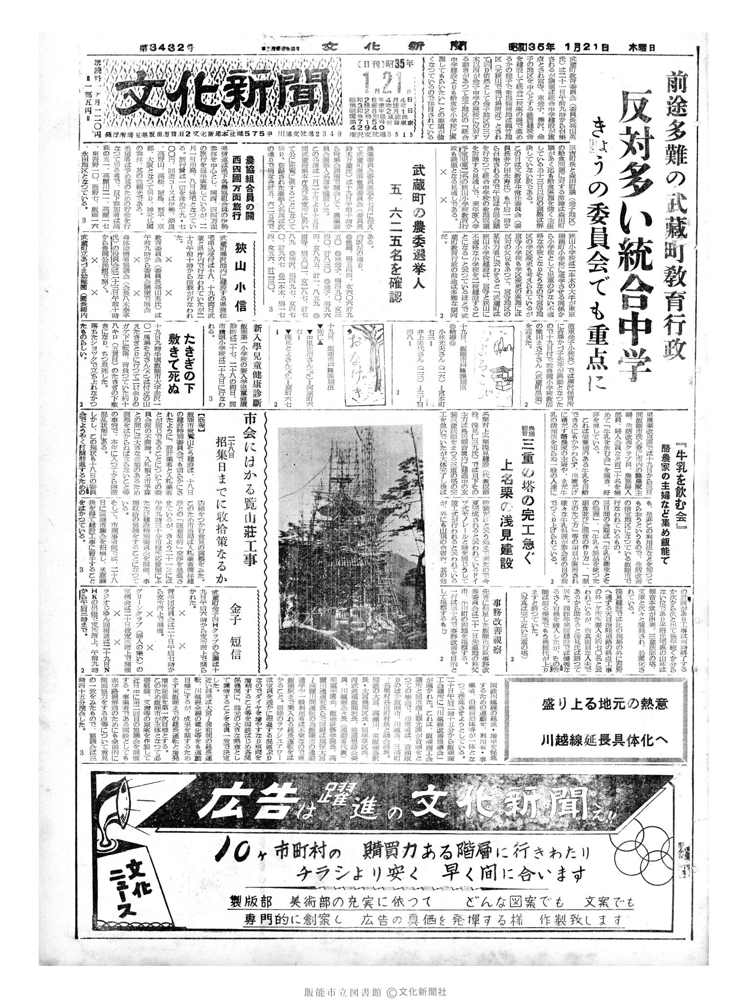 昭和35年1月21日1面 (第3432号) 