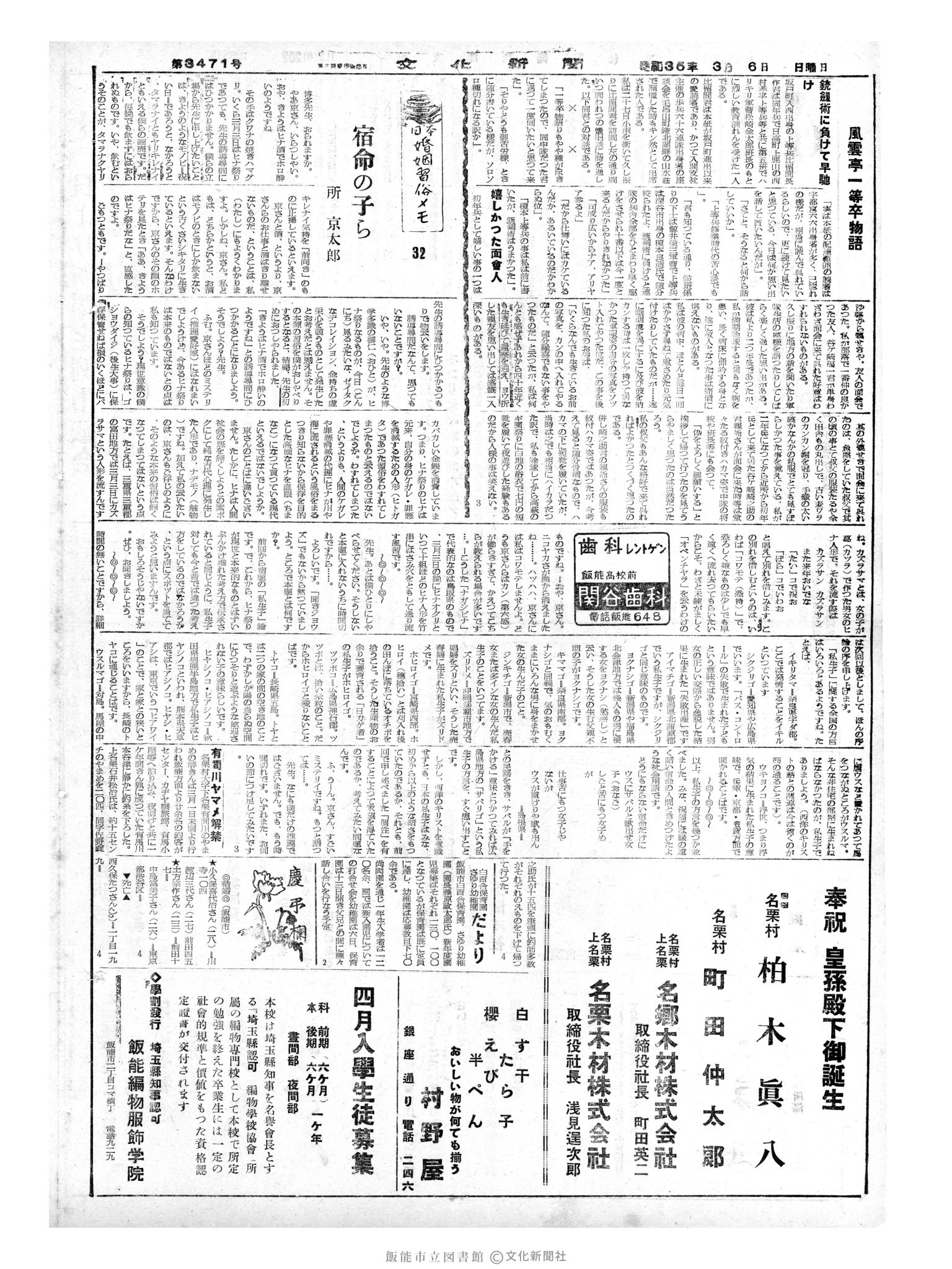 昭和35年3月6日4面 (第3471号) 