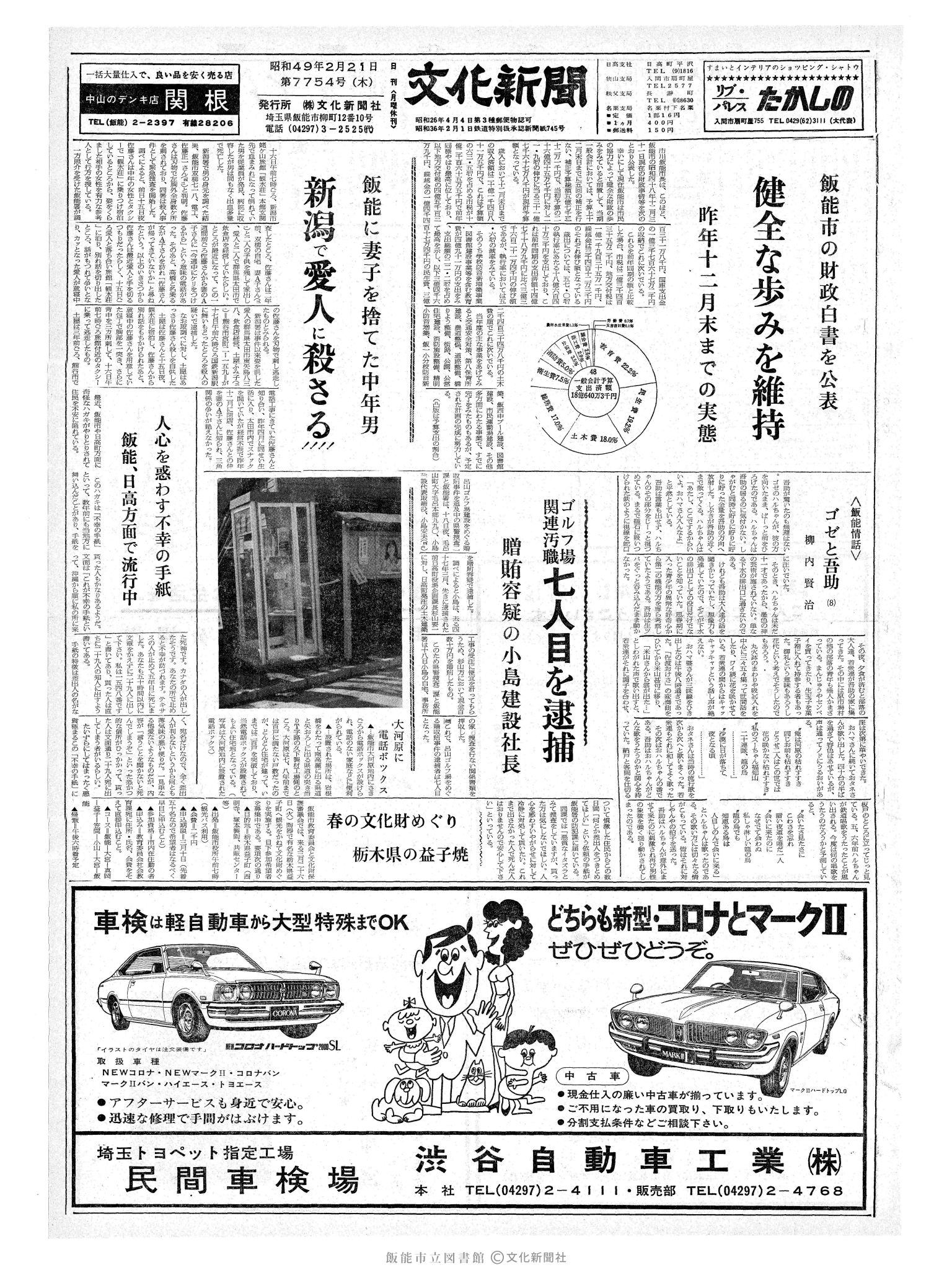 昭和49年2月21日1面 (第7754号) 