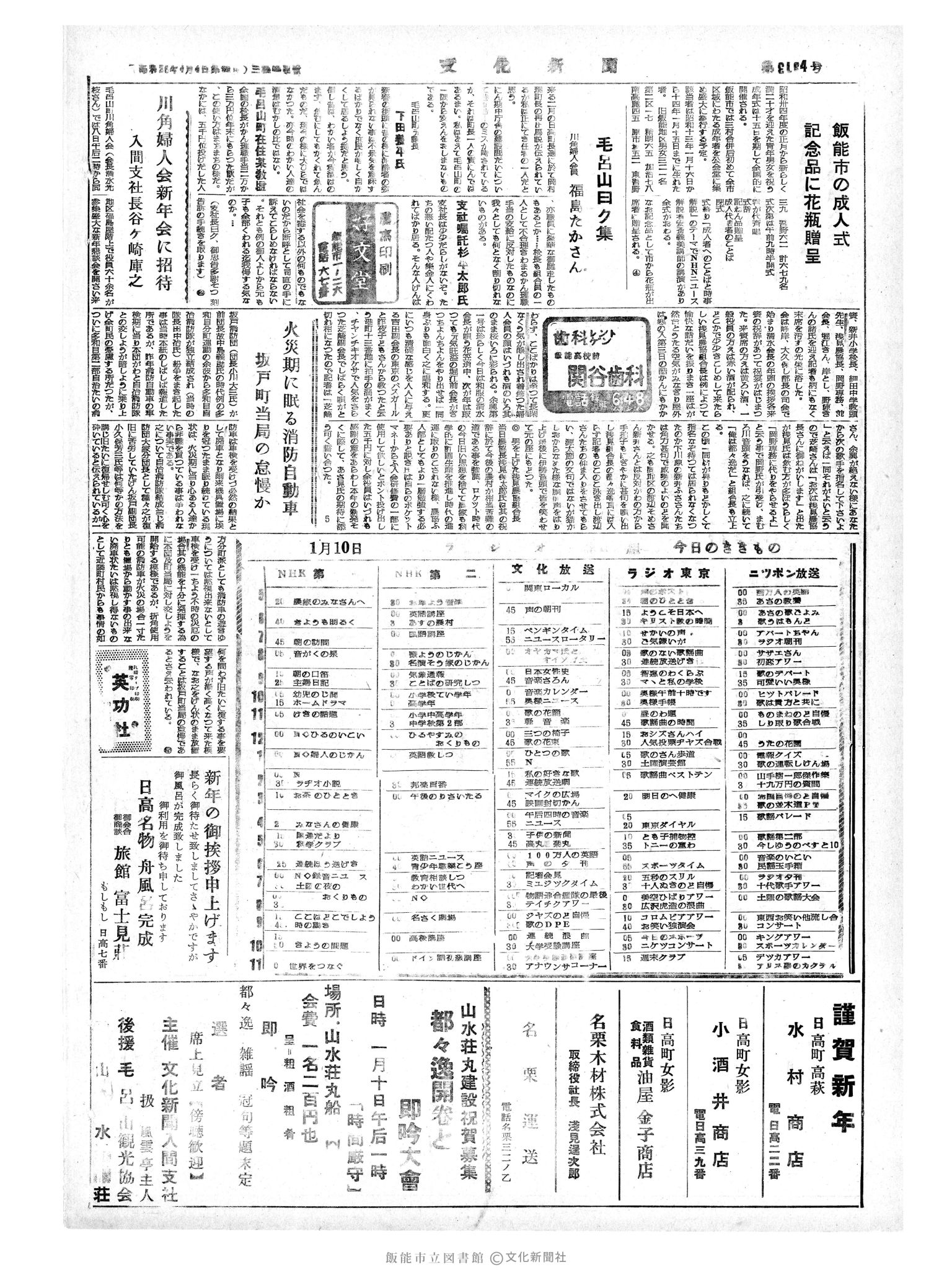 昭和34年1月10日4面 (第3134号) 