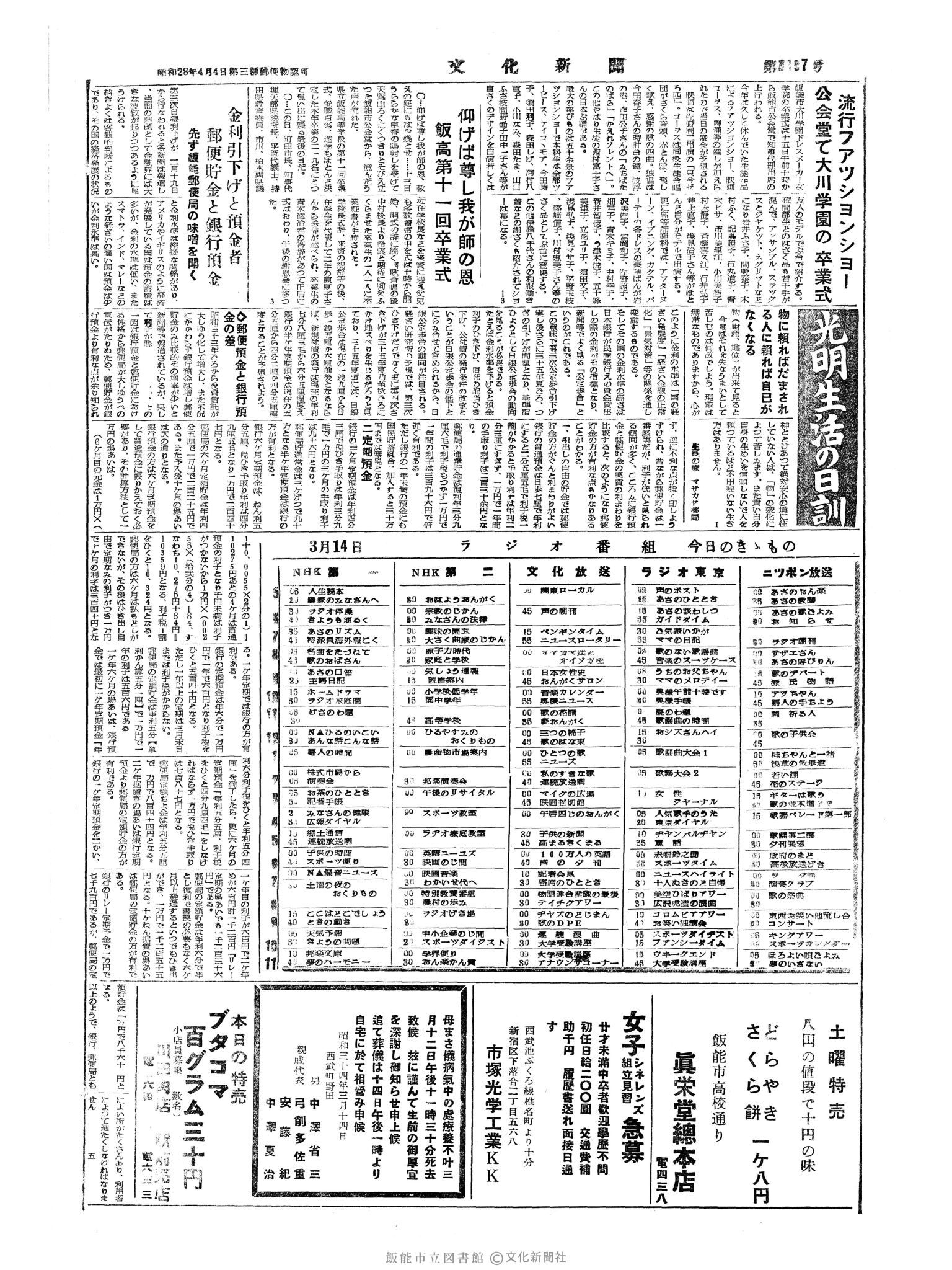 昭和34年3月14日4面 (第3197号) 