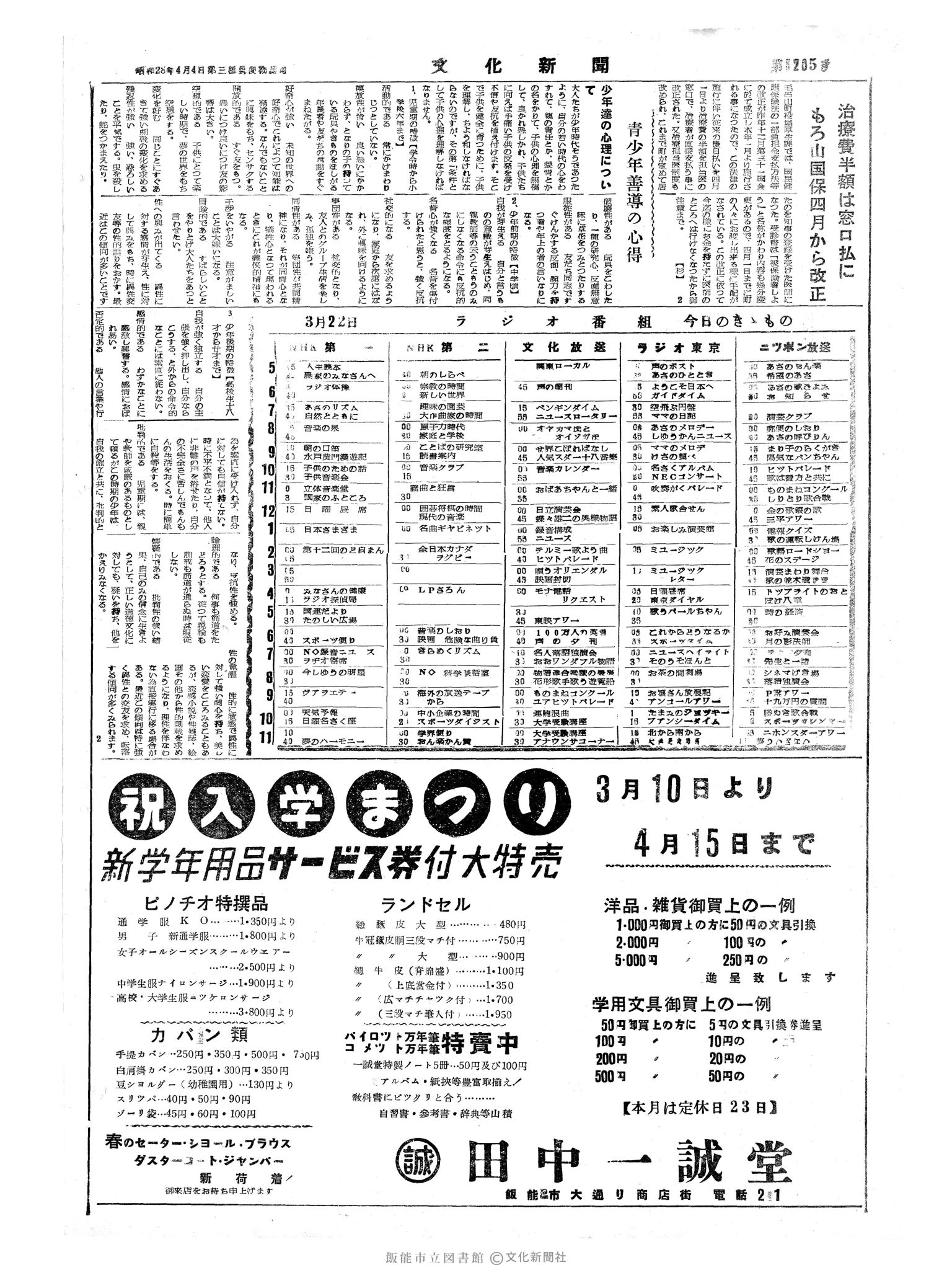 昭和34年3月22日4面 (第3205号) 