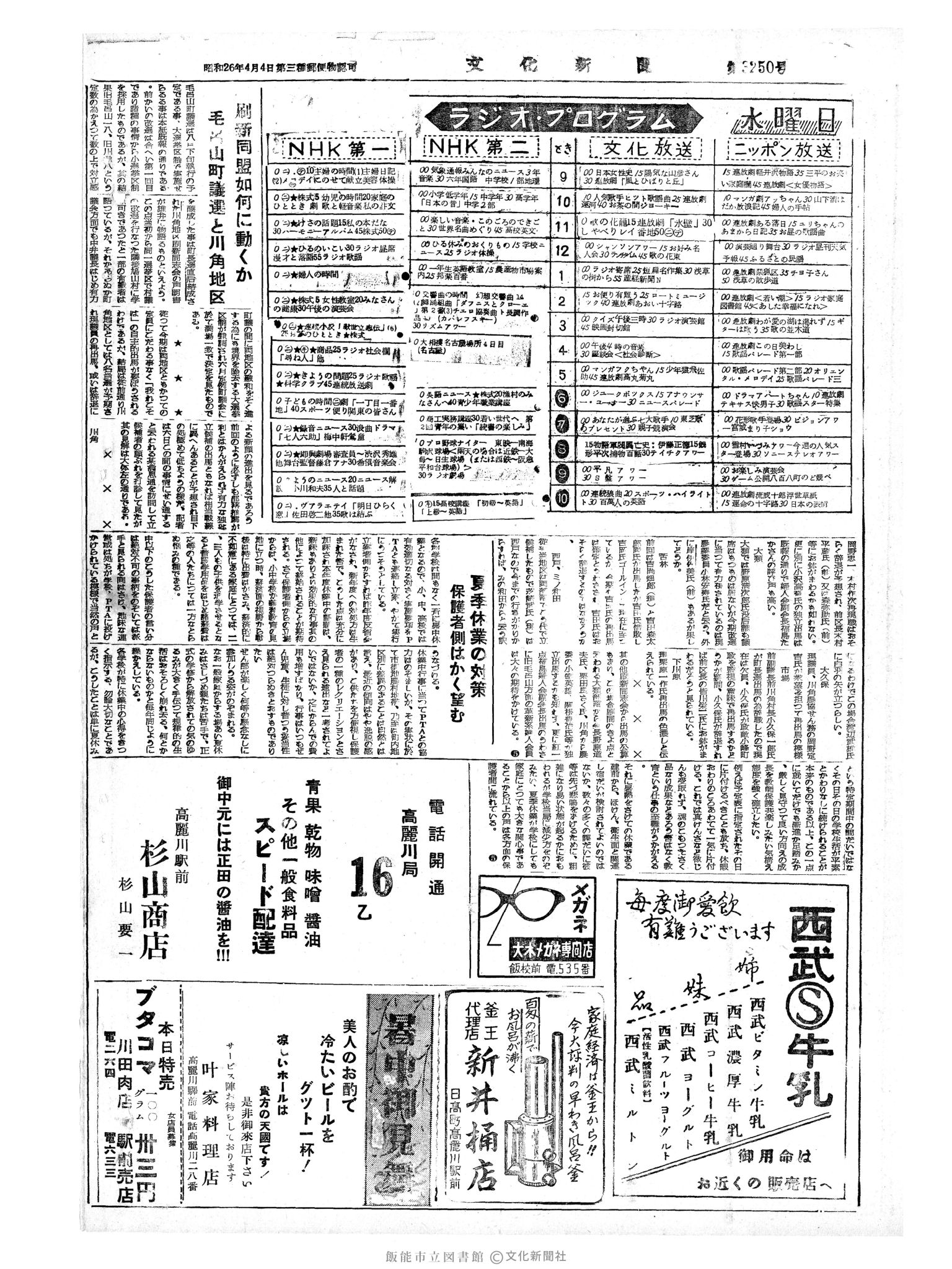 昭和34年7月8日4面 (第3250号) 