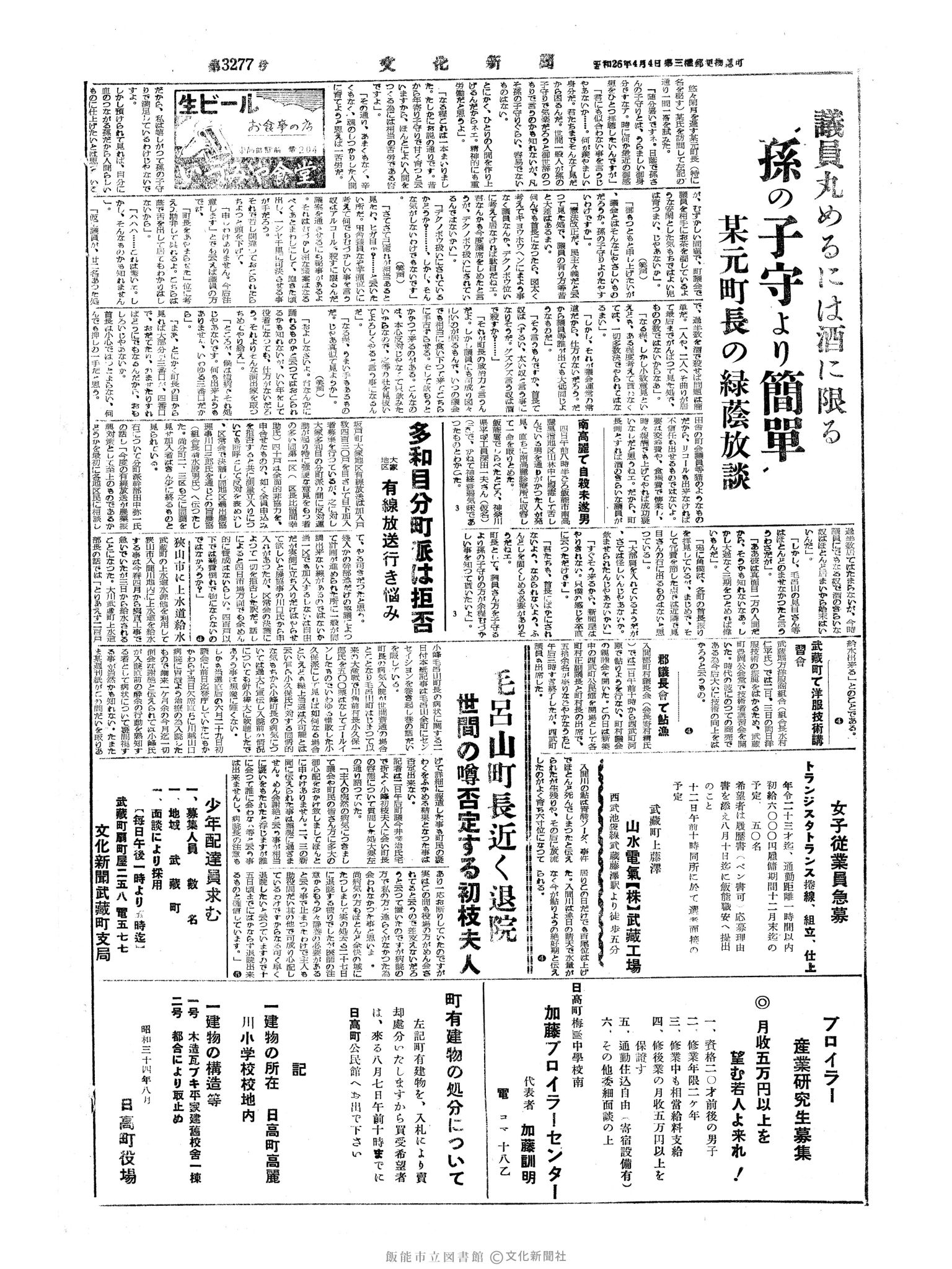 昭和34年8月5日4面 (第3277号) 