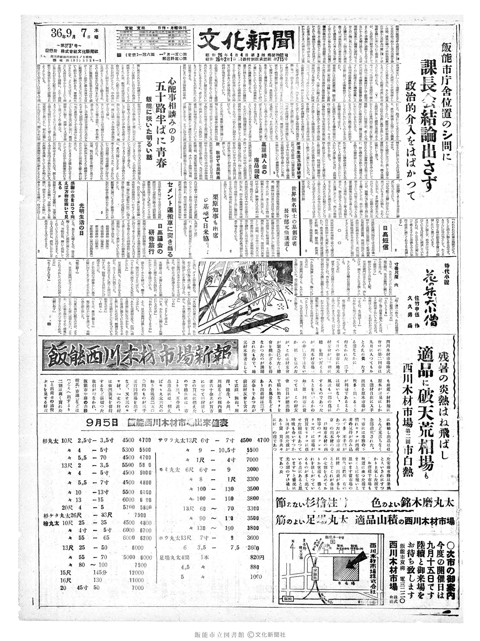 昭和36年9月7日1面 (第3937号) 