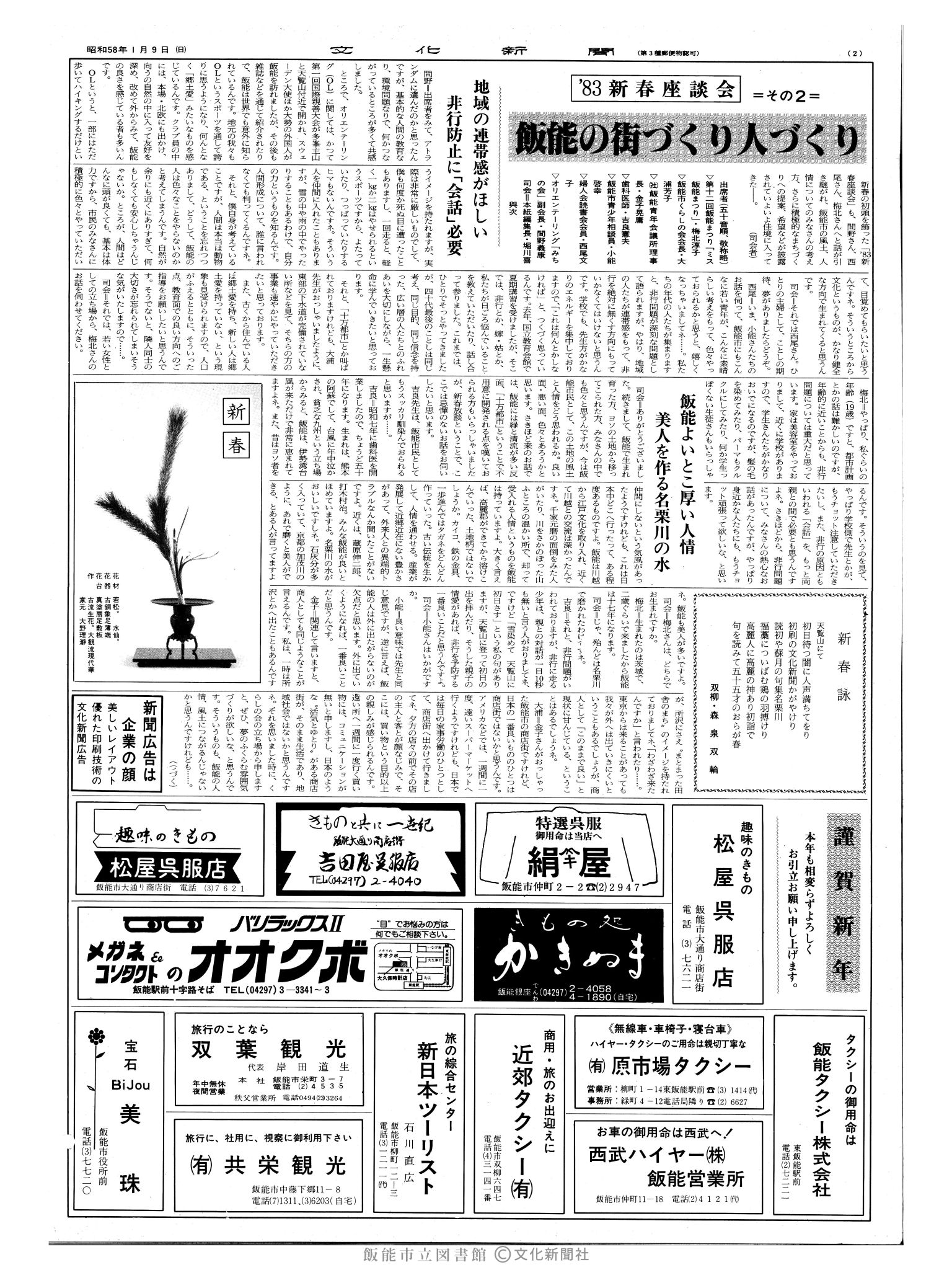 昭和58年1月9日2面 (第10312号) 