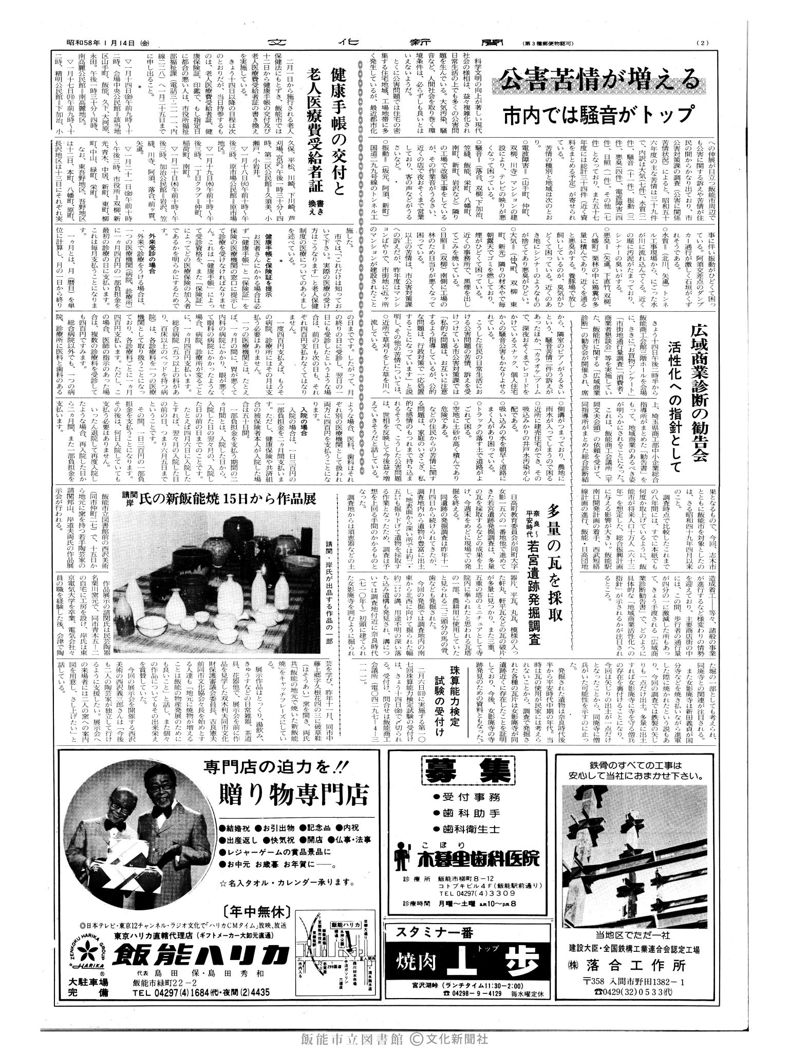 昭和58年1月14日2面 (第10316号) 