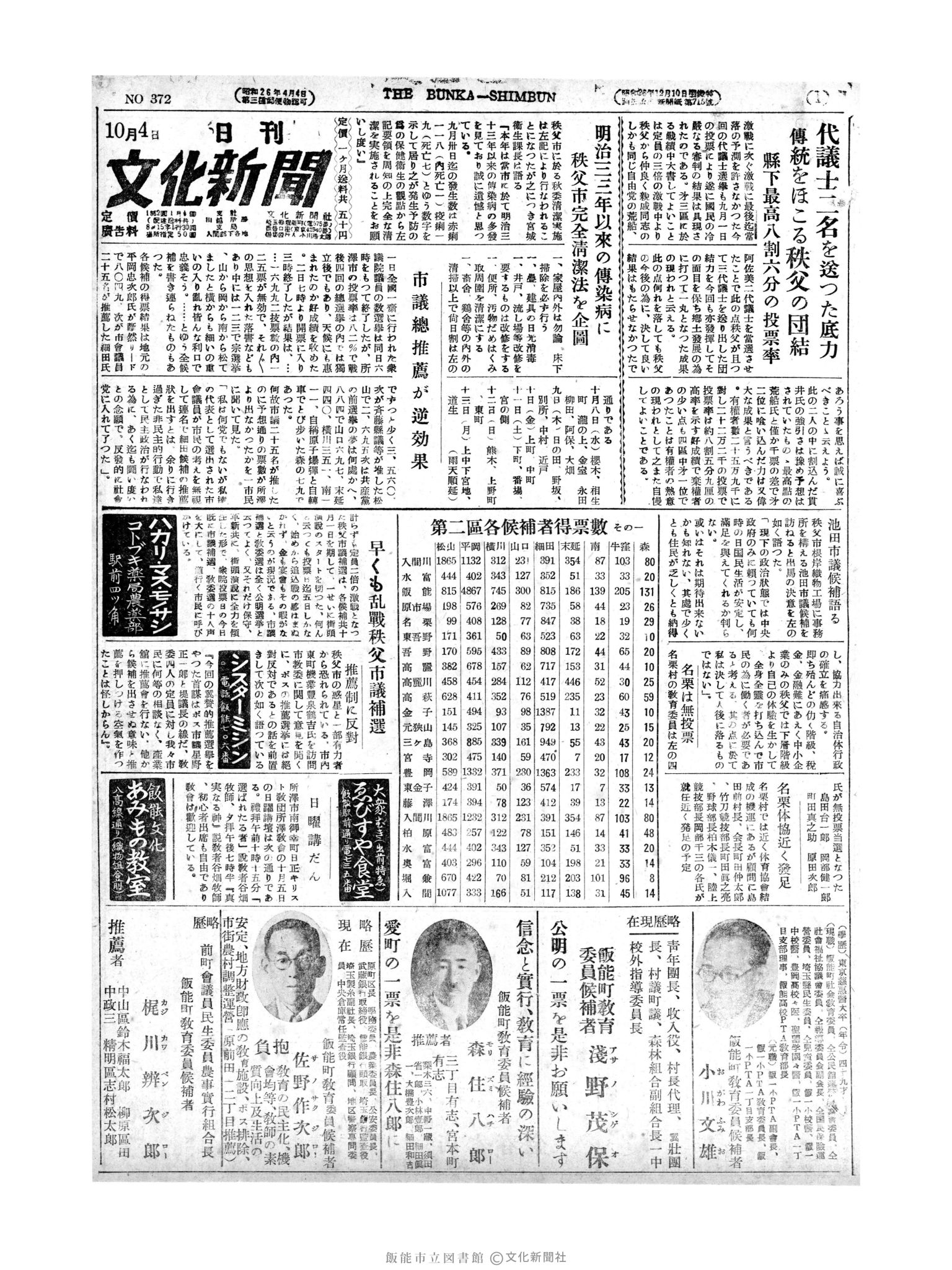 昭和27年10月4日1面 (第372号) 