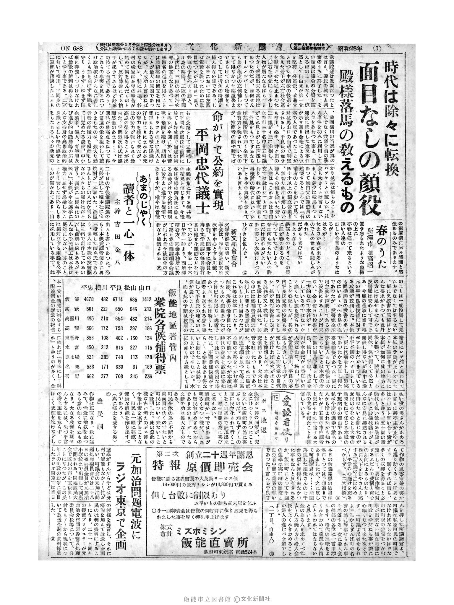 昭和28年4月22日2面 (第688号) 