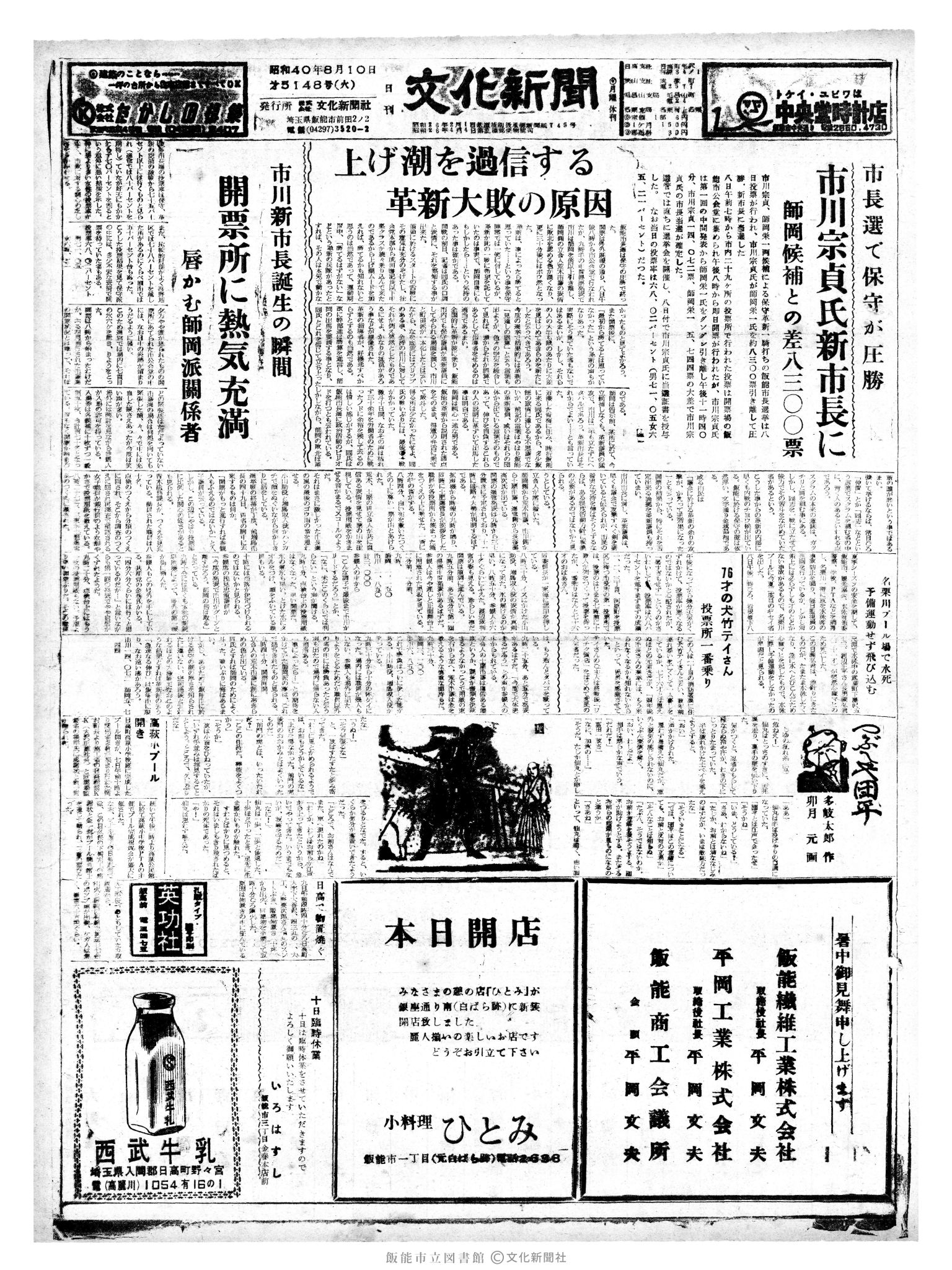 昭和40年8月10日1面 (第5148号) 